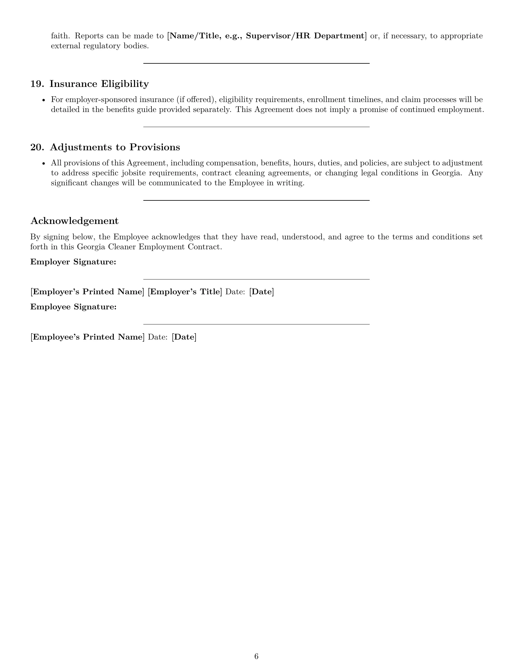 Preview page 6 of Pro Georgia cleaner employment contract template