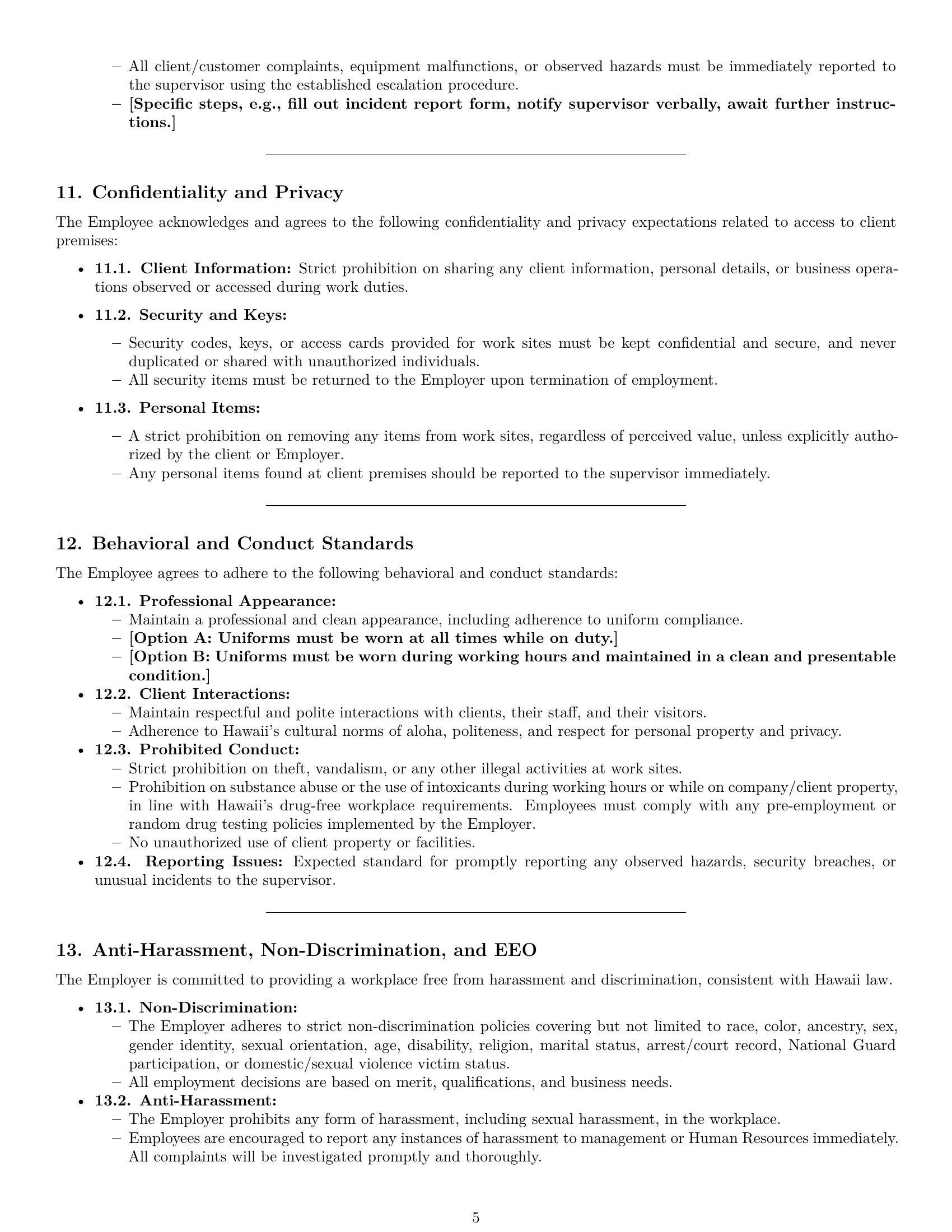 Preview page 5 of Pro Hawaii cleaner employment contract template