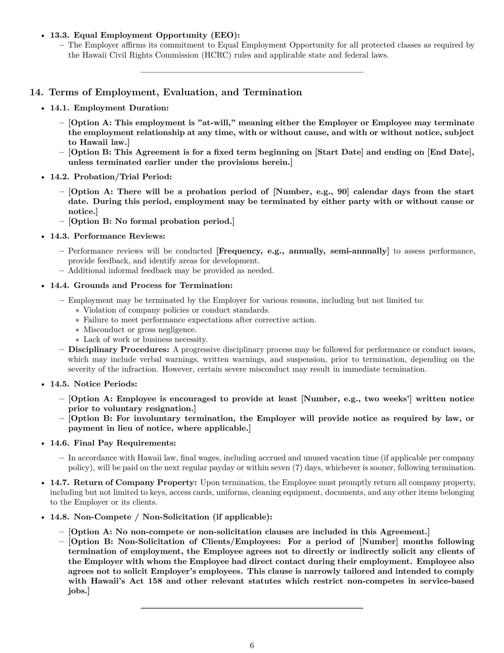 Preview page 6 of Pro Hawaii cleaner employment contract template