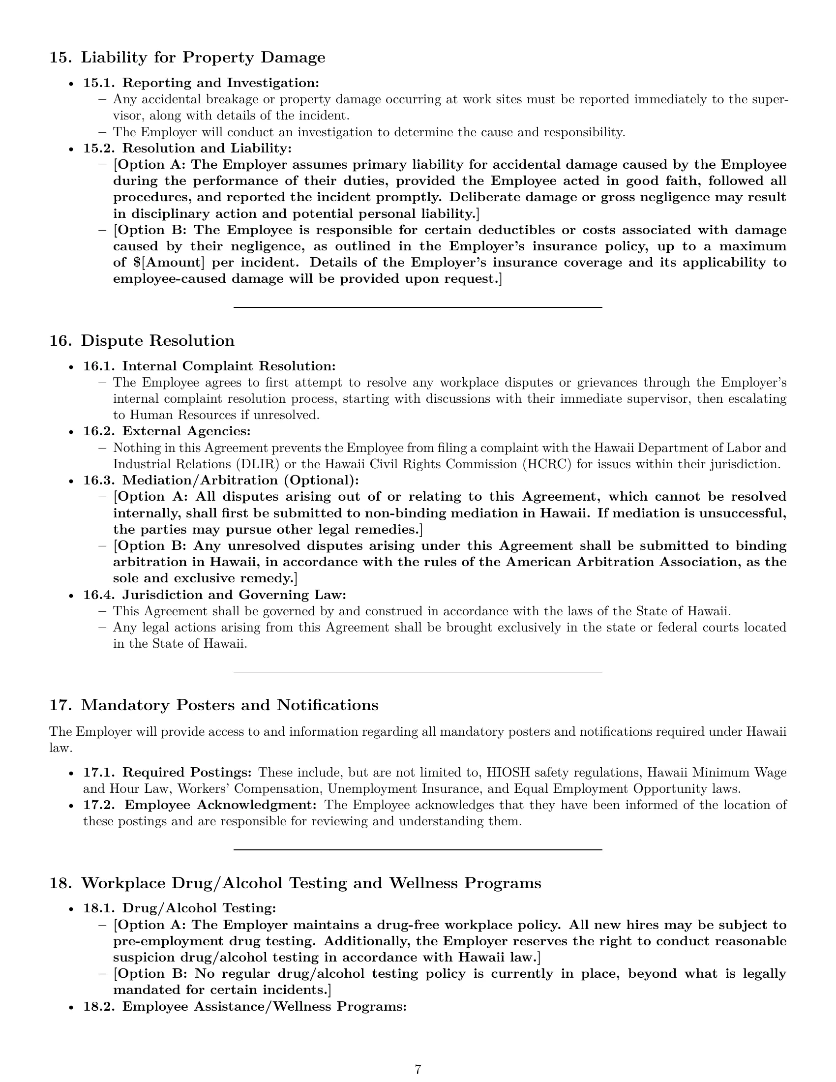 Preview page 7 of Pro Hawaii cleaner employment contract template