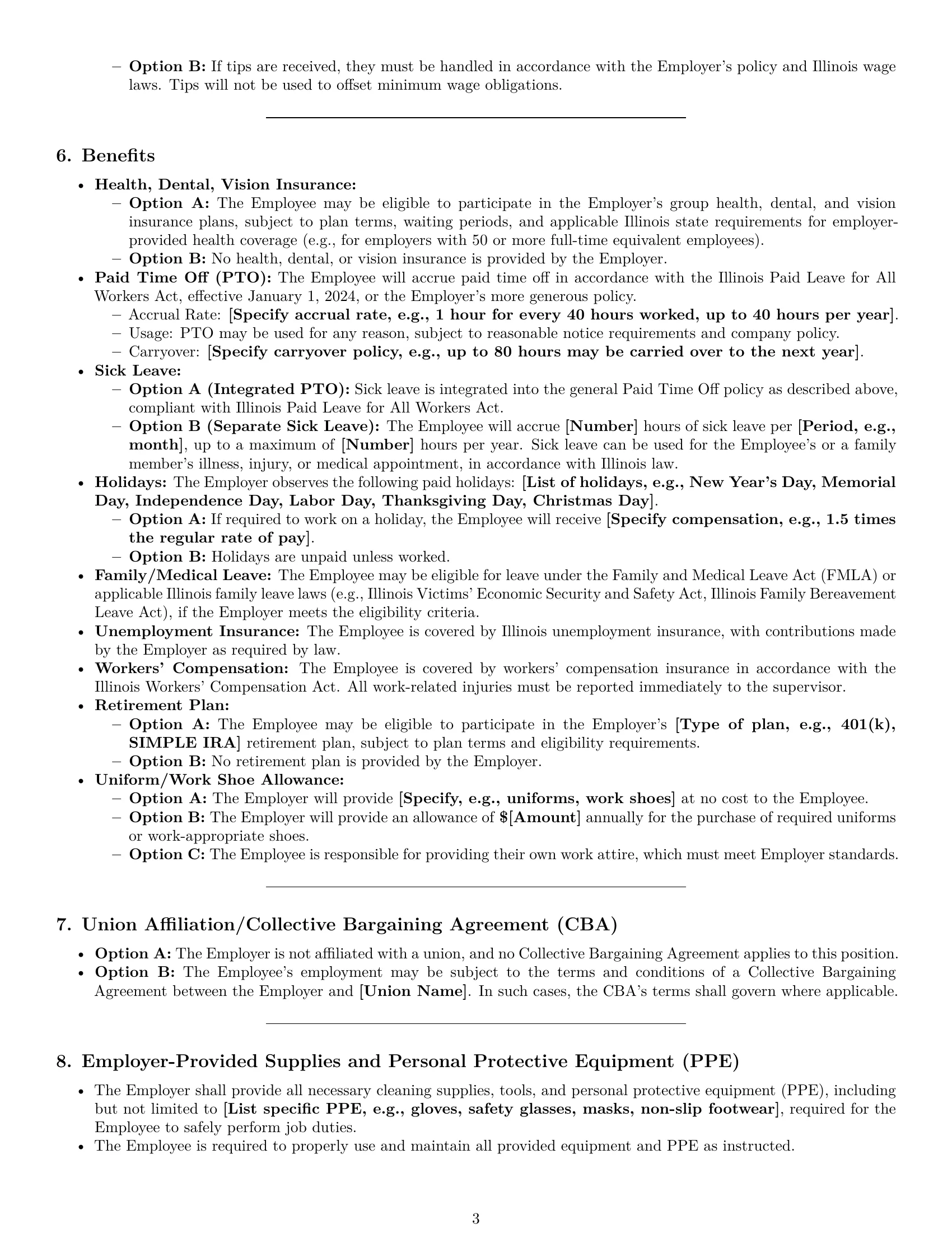 Preview page 3 of Pro Illinois cleaner employment contract template