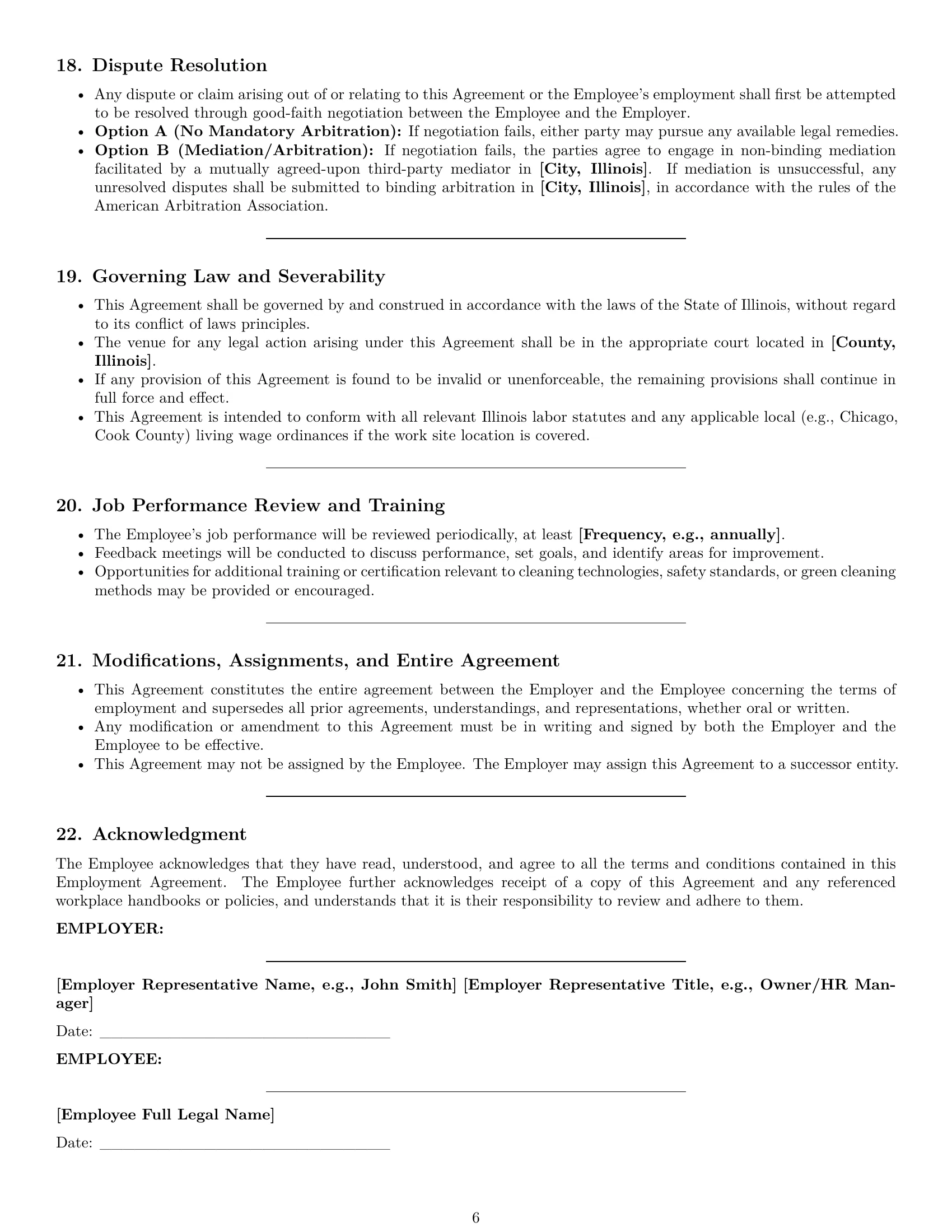 Preview page 6 of Pro Illinois cleaner employment contract template