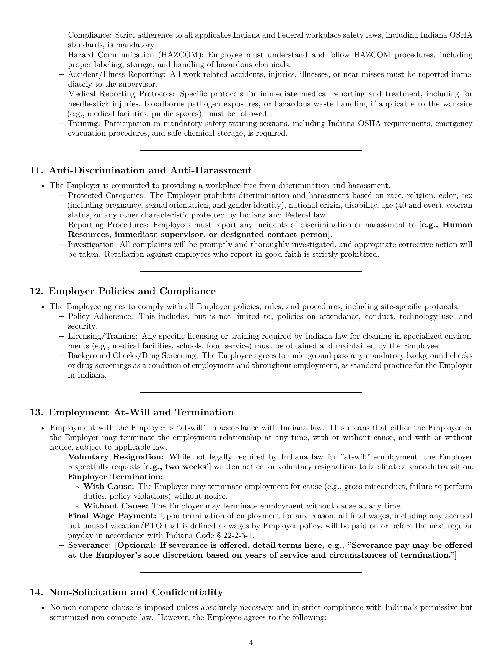 Preview page 4 of Pro Indiana cleaner employment contract template