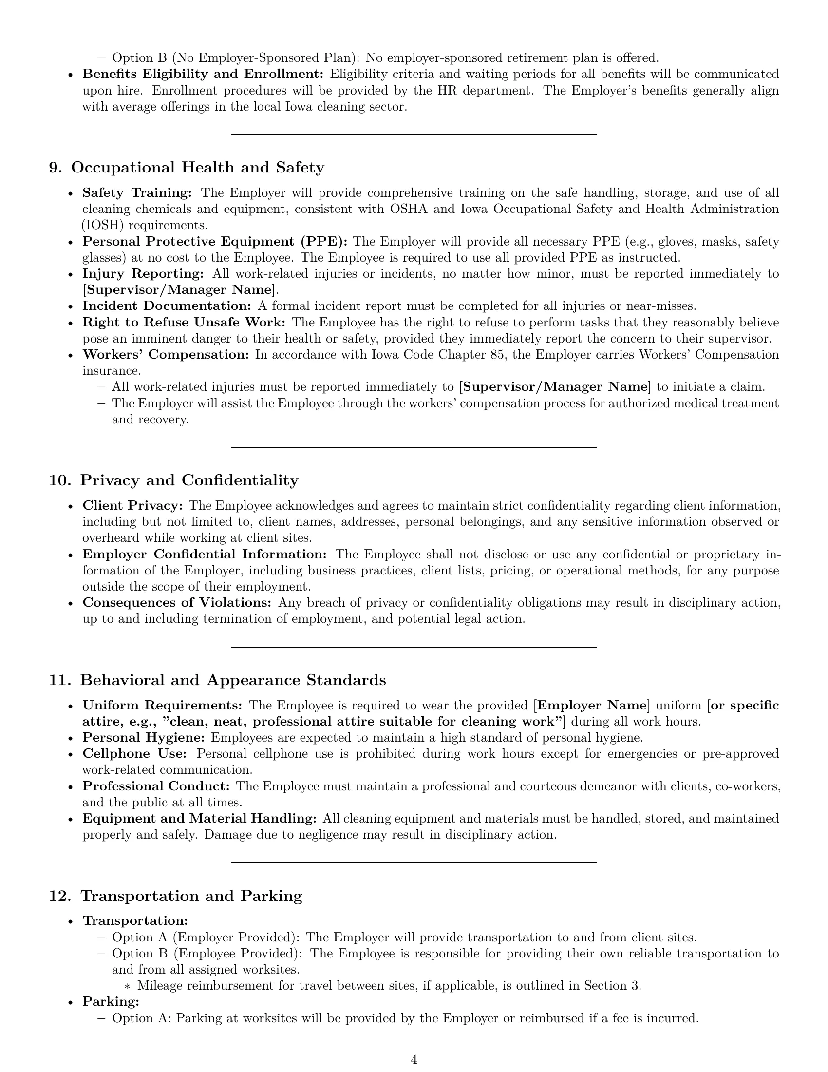 Preview page 4 of Pro Iowa cleaner employment contract template