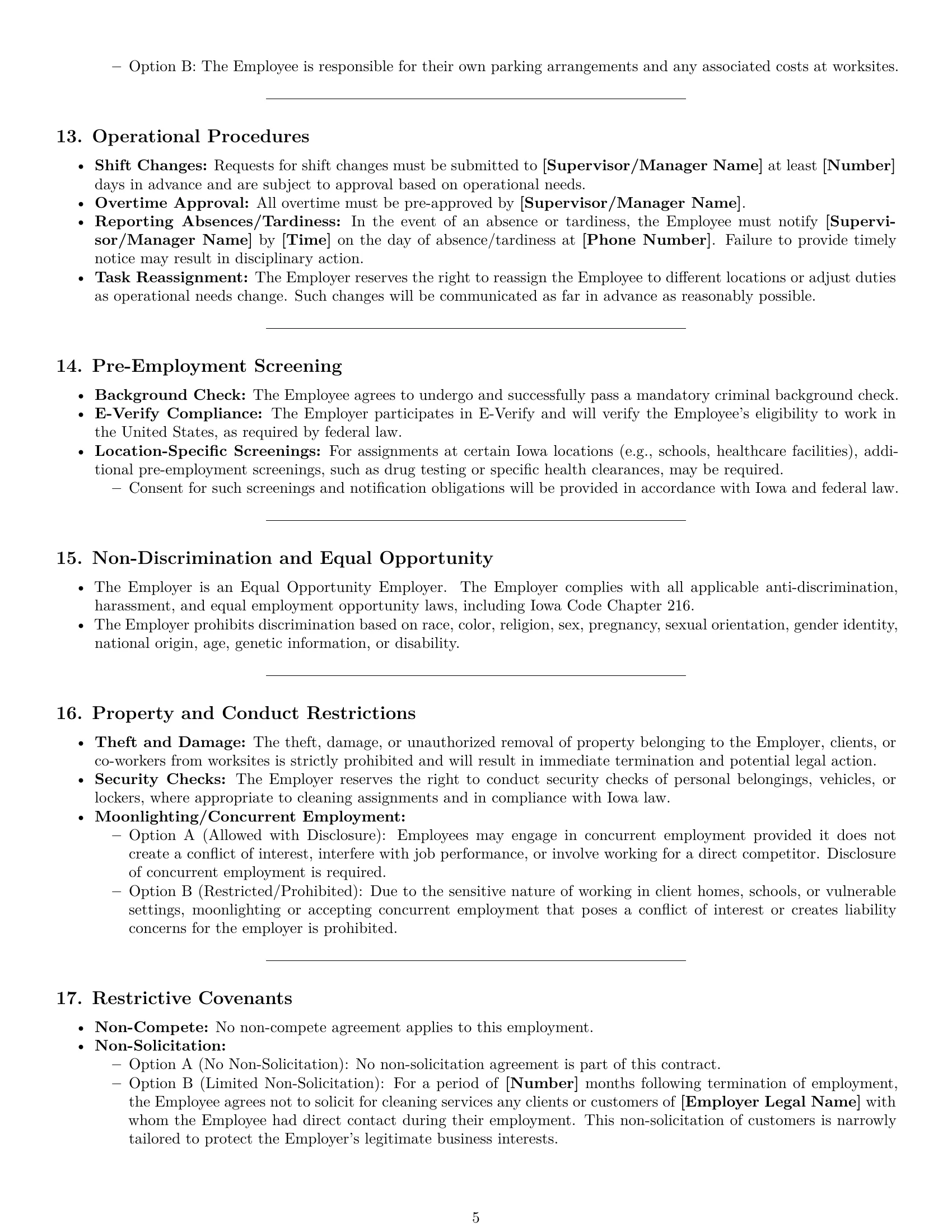 Preview page 5 of Pro Iowa cleaner employment contract template