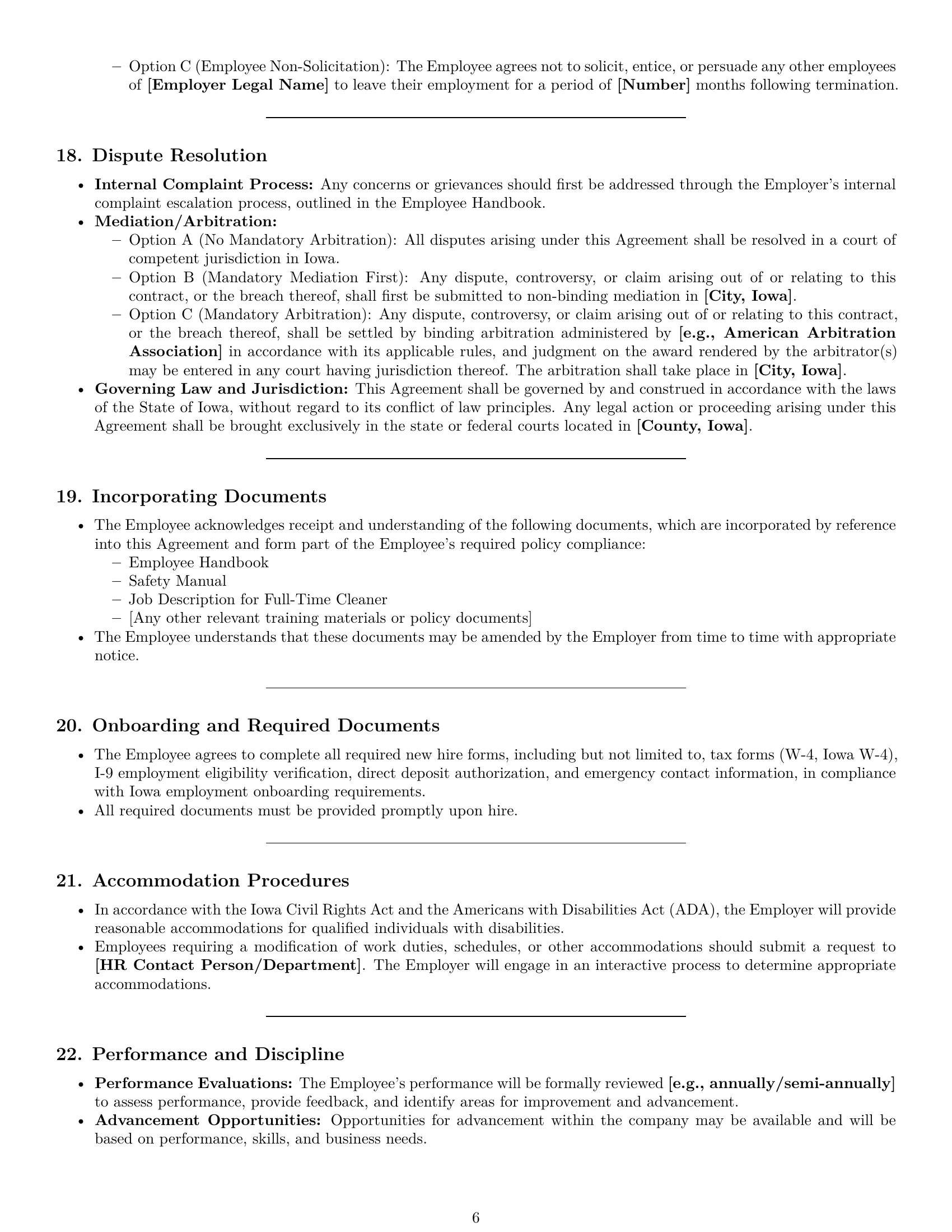 Preview page 6 of Pro Iowa cleaner employment contract template