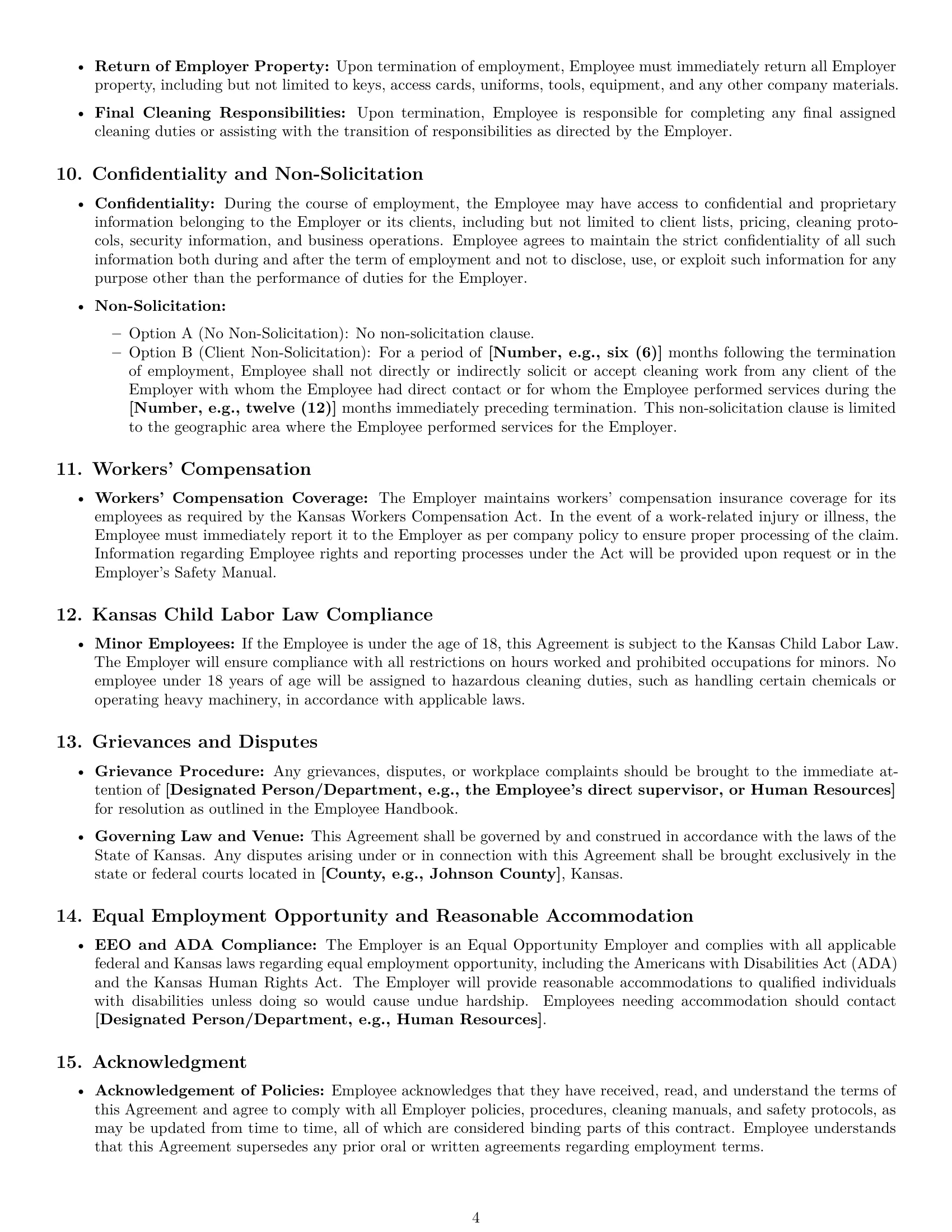 Preview page 4 of Pro Kansas cleaner employment contract template