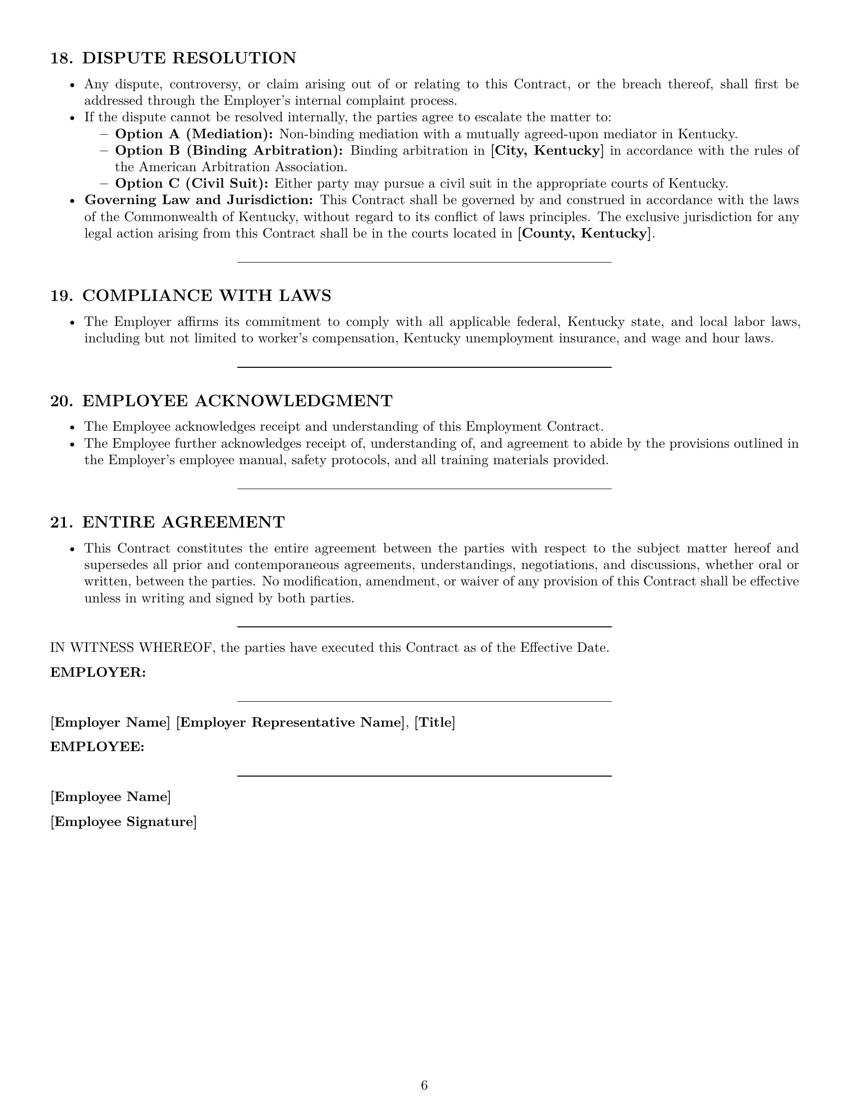 Preview page 6 of Pro Kentucky cleaner employment contract template