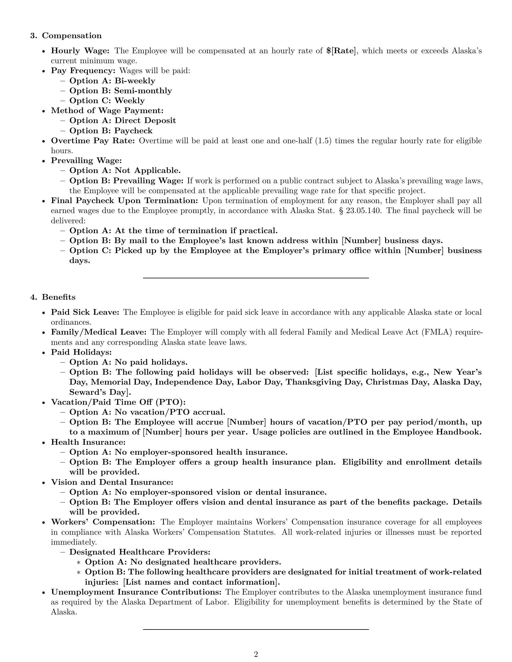 Preview page 2 of Pro Alaska cleaner employment contract template