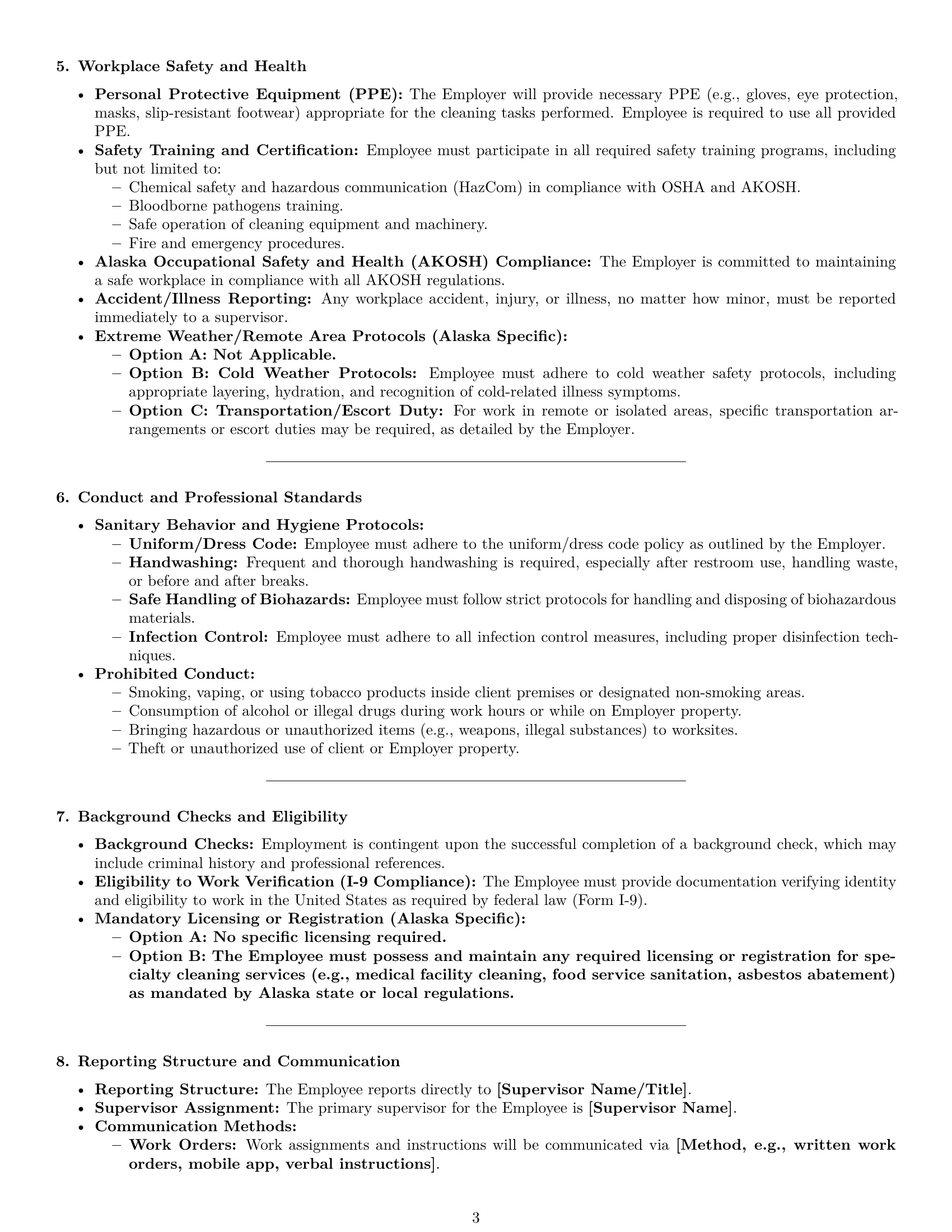 Preview page 3 of Pro Alaska cleaner employment contract template