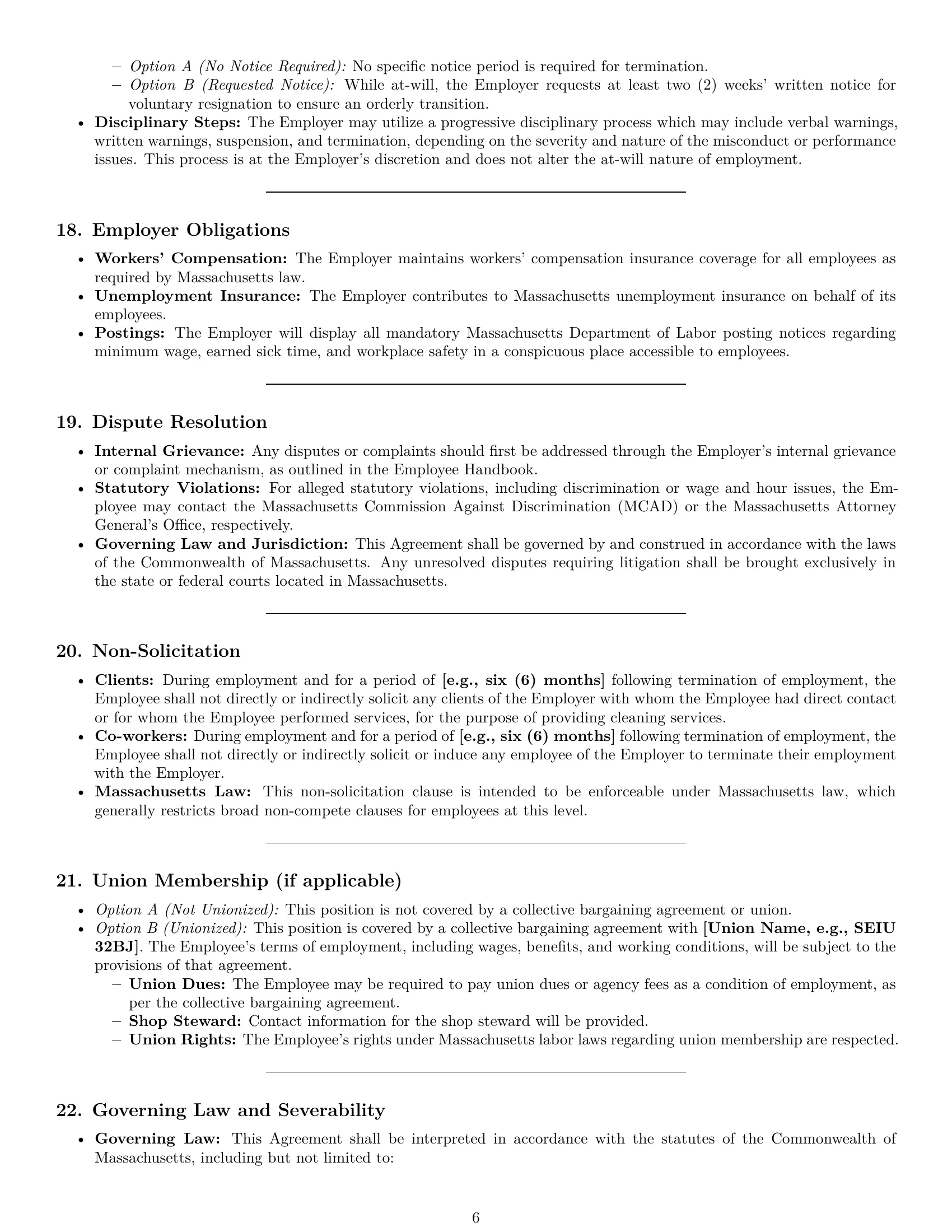 Preview page 6 of Pro Massachusetts cleaner employment contract template