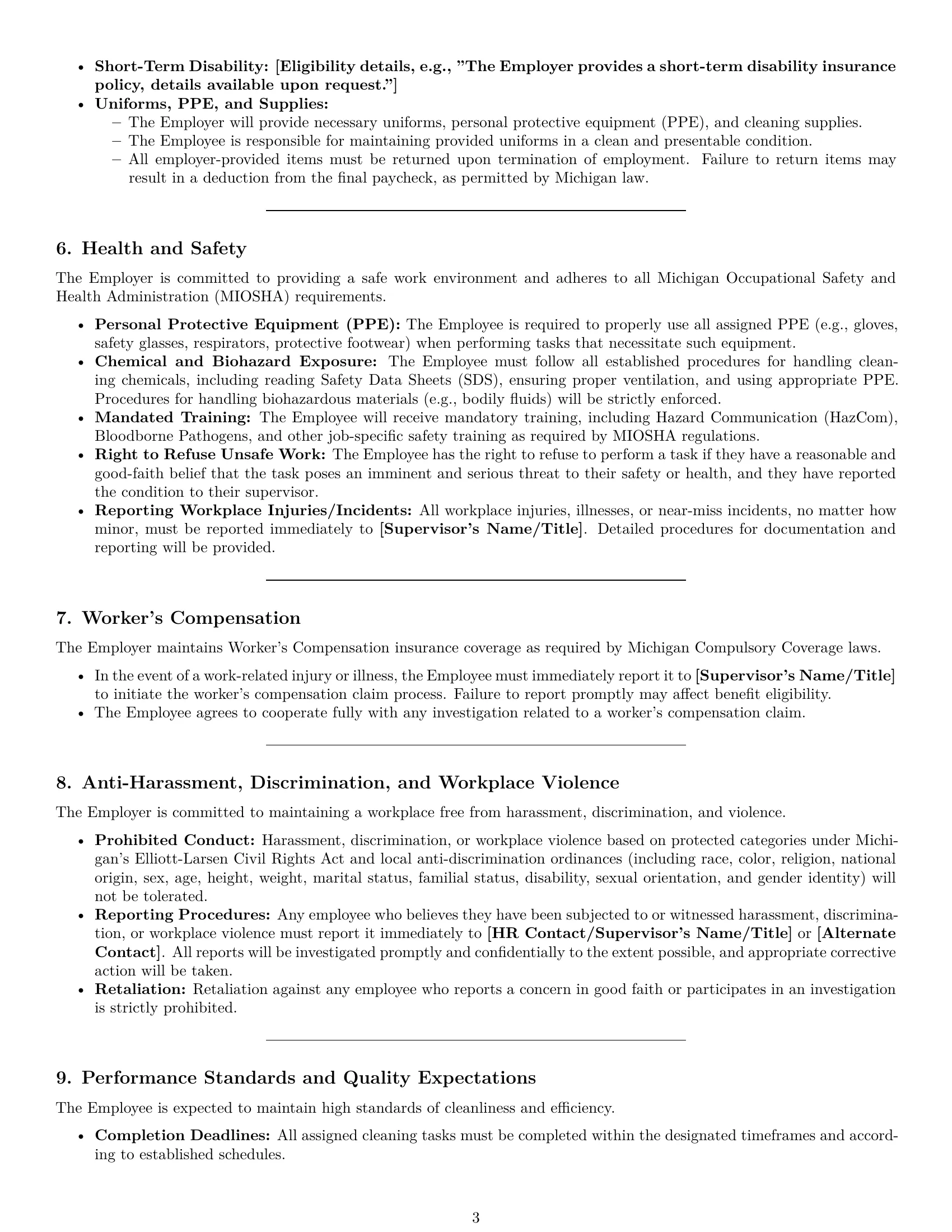 Preview page 3 of Pro Michigan cleaner employment contract template