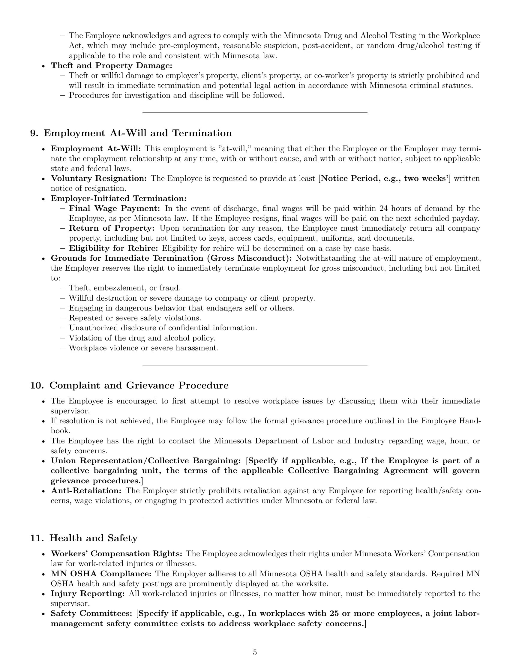 Preview page 5 of Pro Minnesota cleaner employment contract template