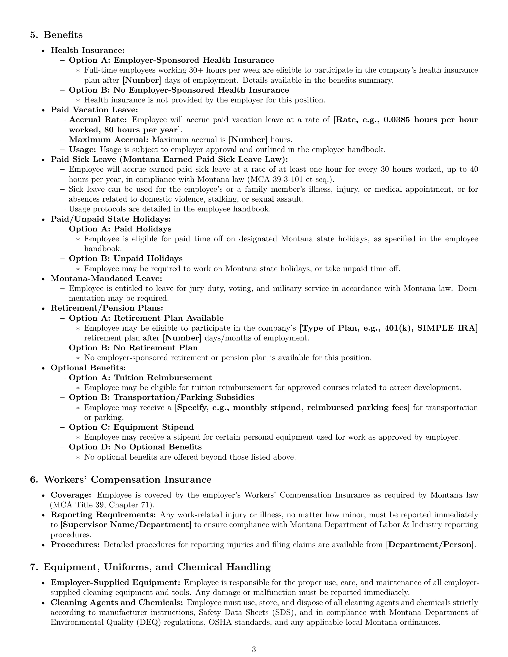 Preview page 3 of Pro Montana cleaner employment contract template