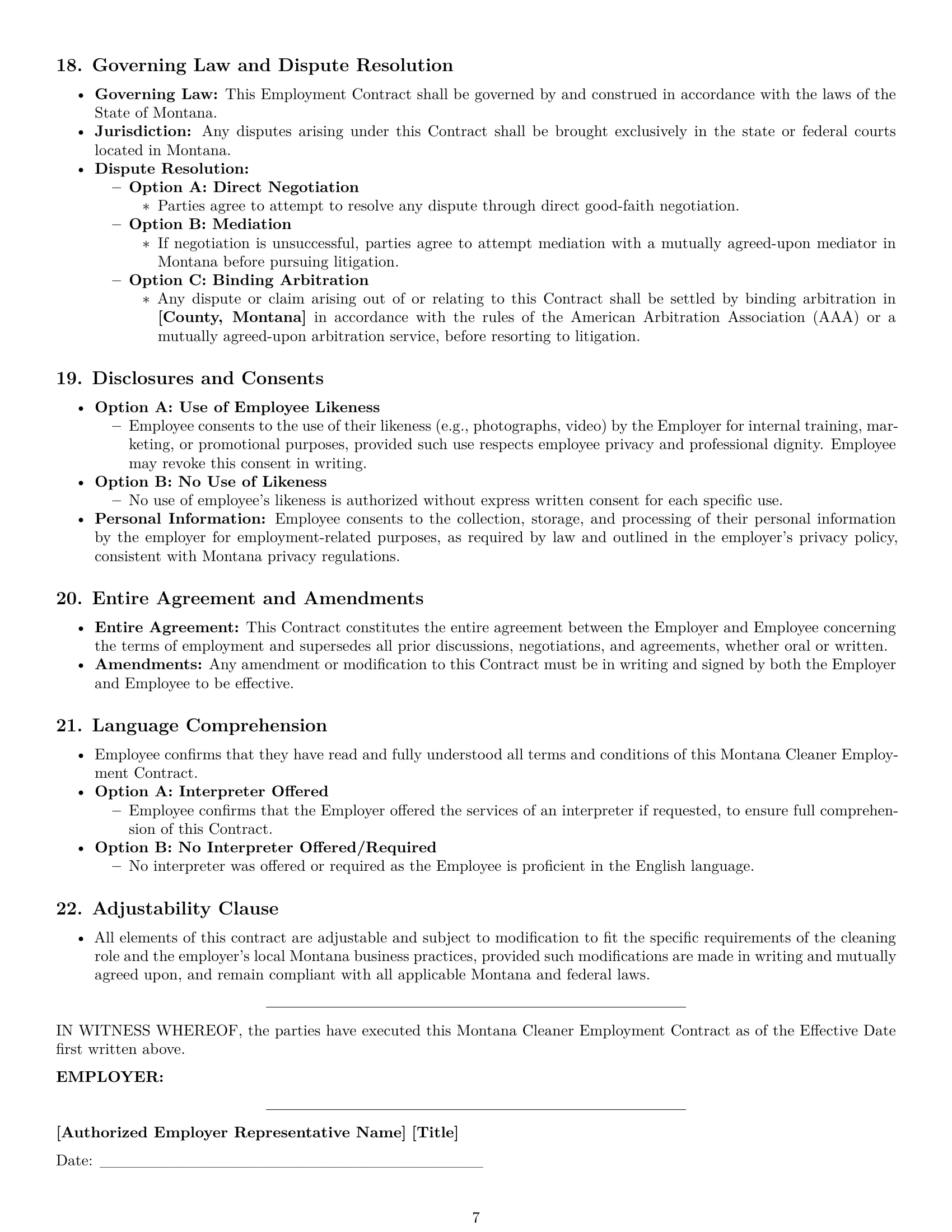 Preview page 7 of Pro Montana cleaner employment contract template