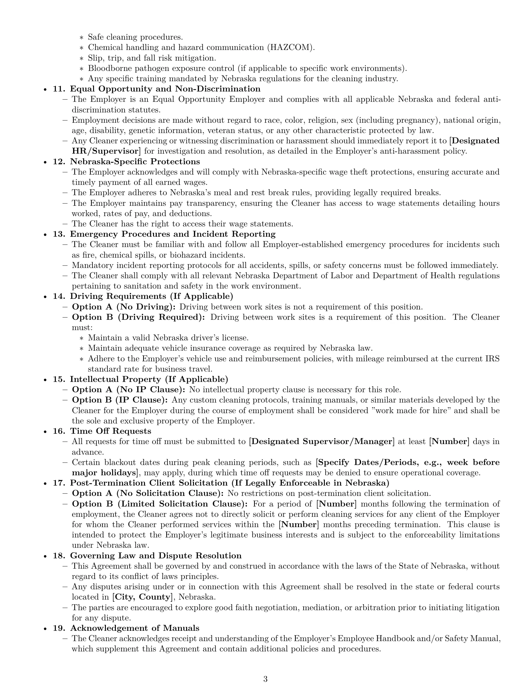 Preview page 3 of Pro Nebraska cleaner employment contract template