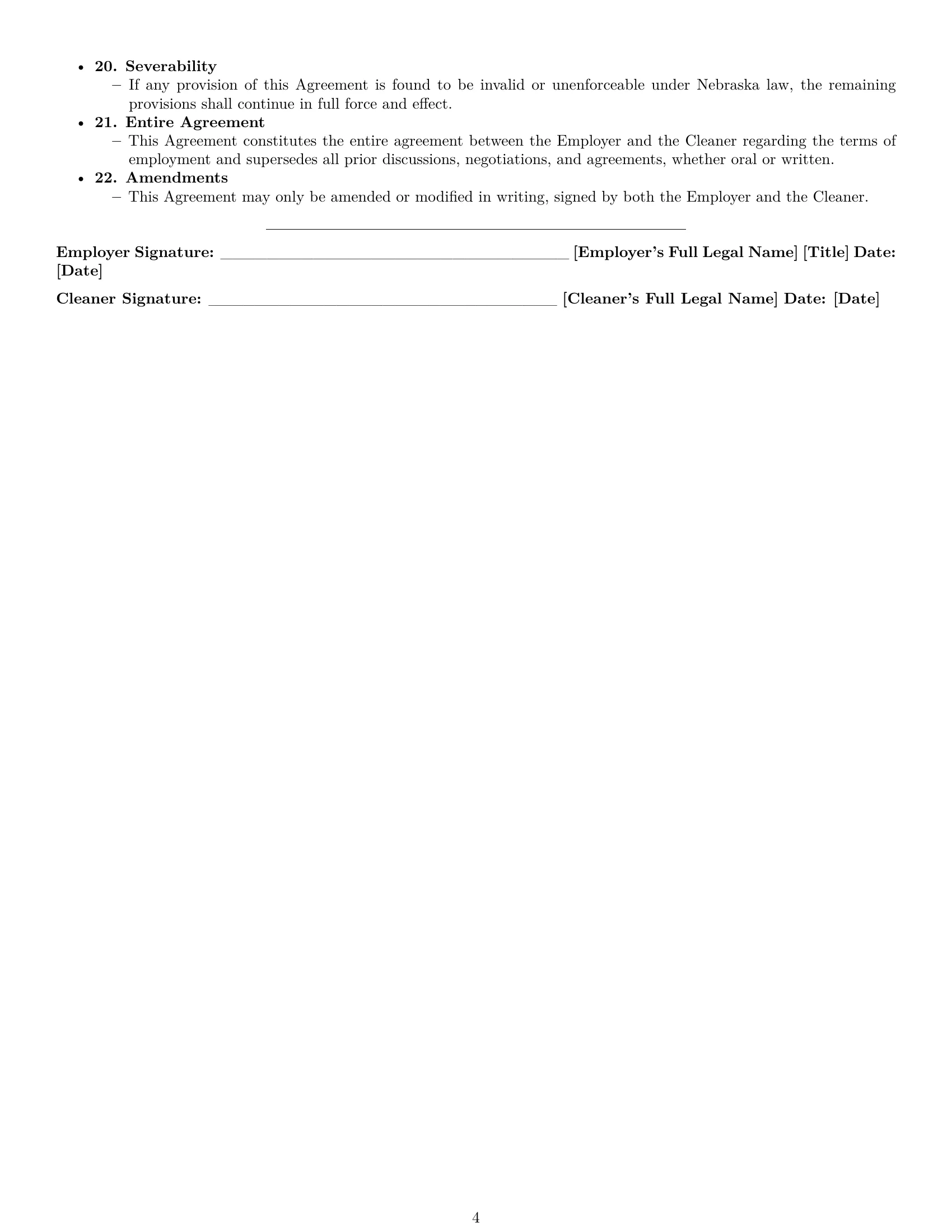 Preview page 4 of Pro Nebraska cleaner employment contract template