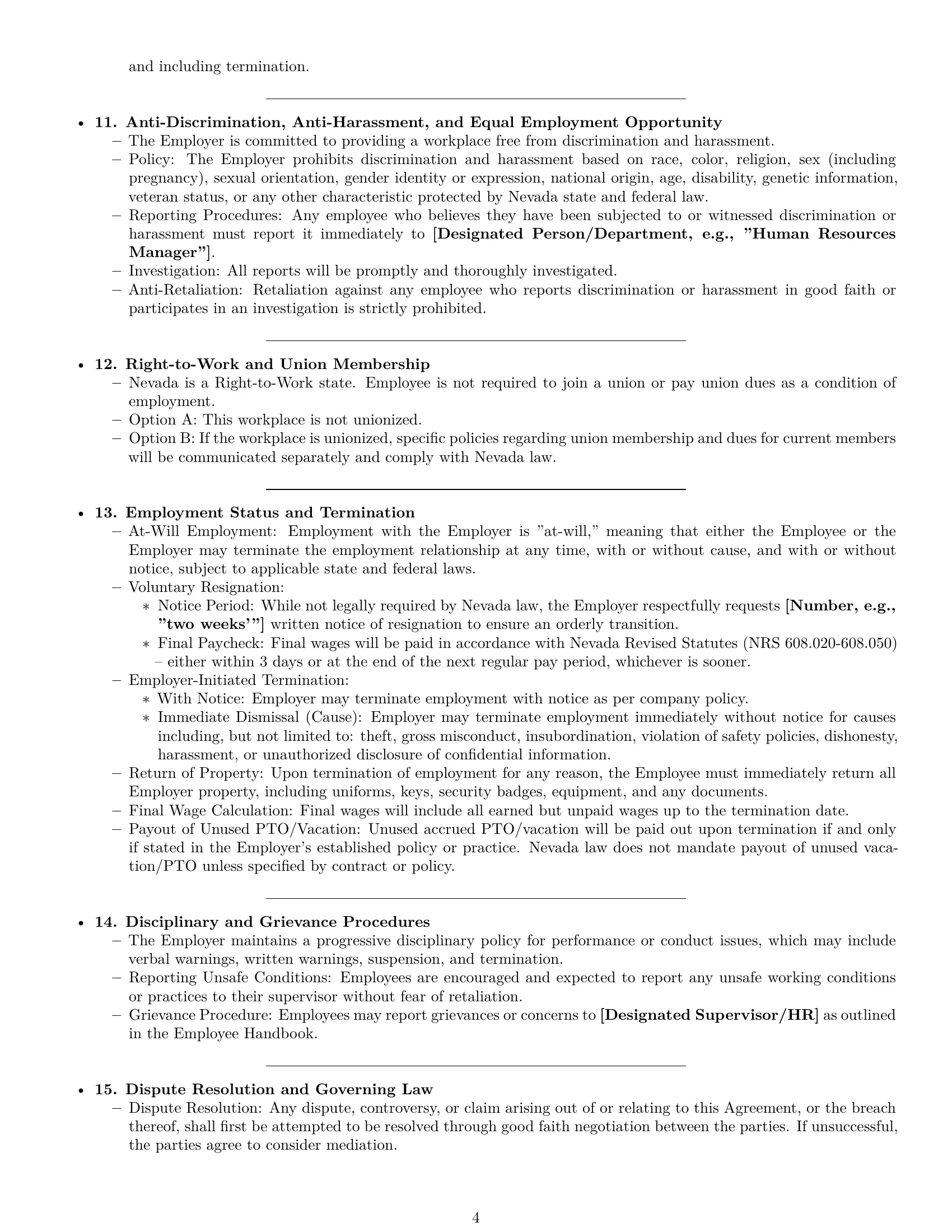 Preview page 4 of Pro Nevada cleaner employment contract template