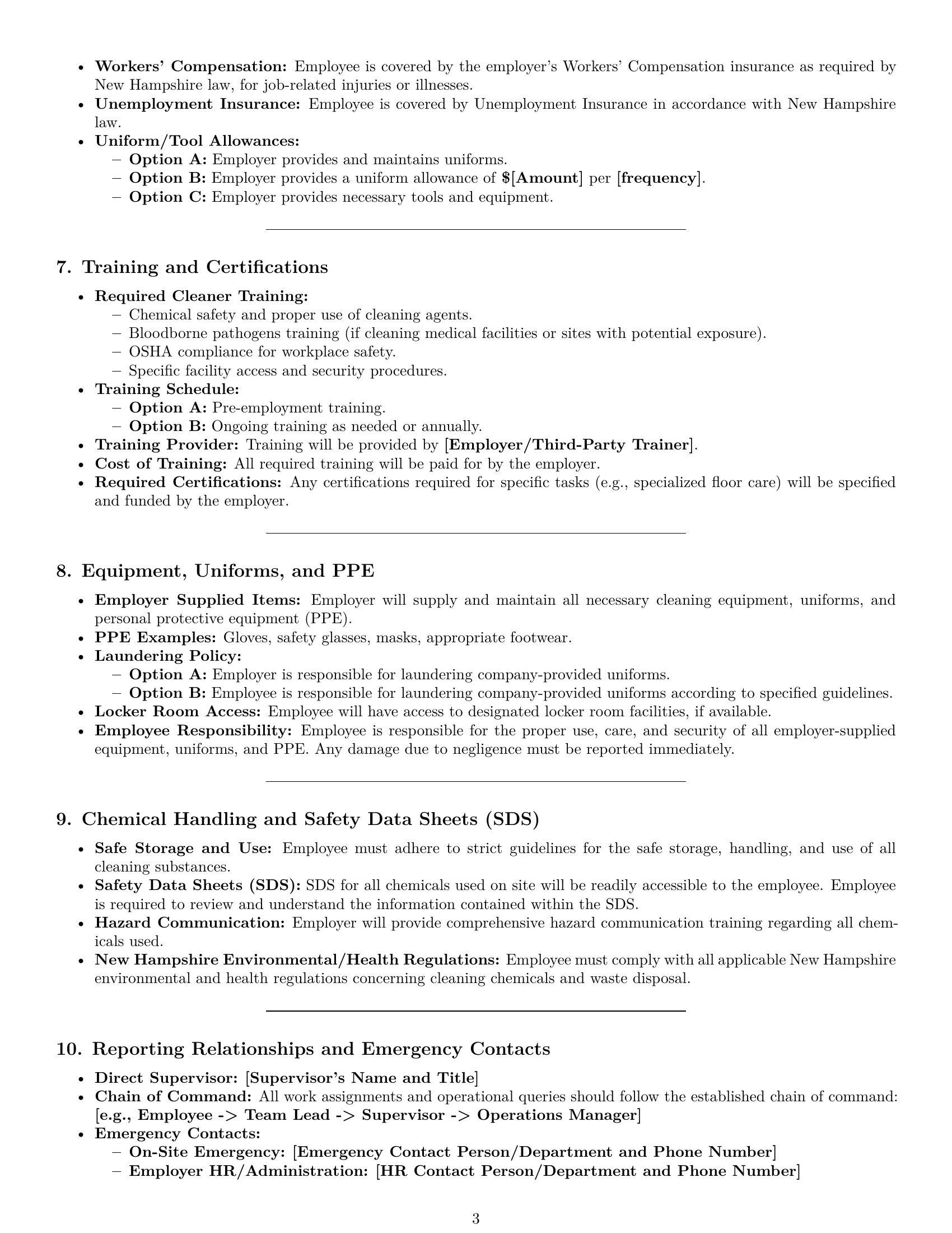 Preview page 3 of Pro New Hampshire cleaner employment contract template