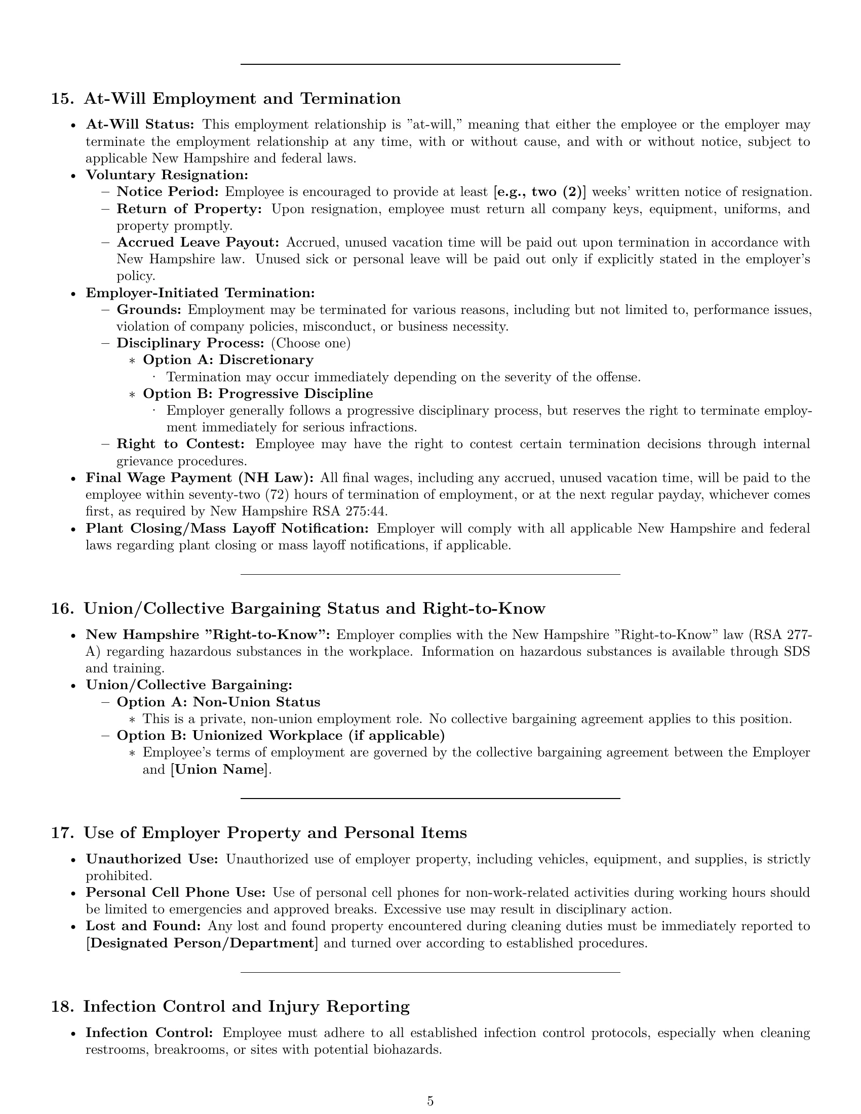 Preview page 5 of Pro New Hampshire cleaner employment contract template