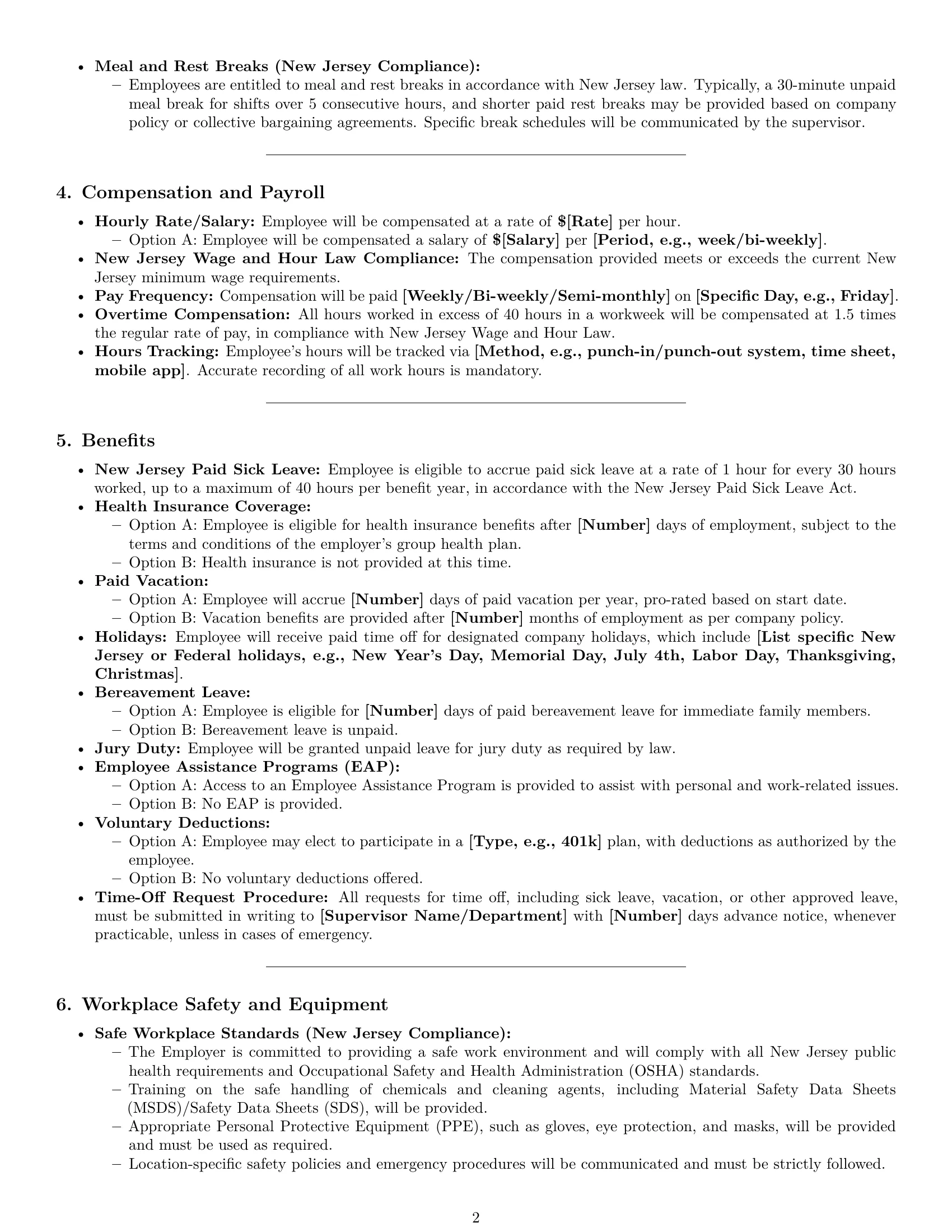 Preview page 2 of Pro New Jersey cleaner employment contract template