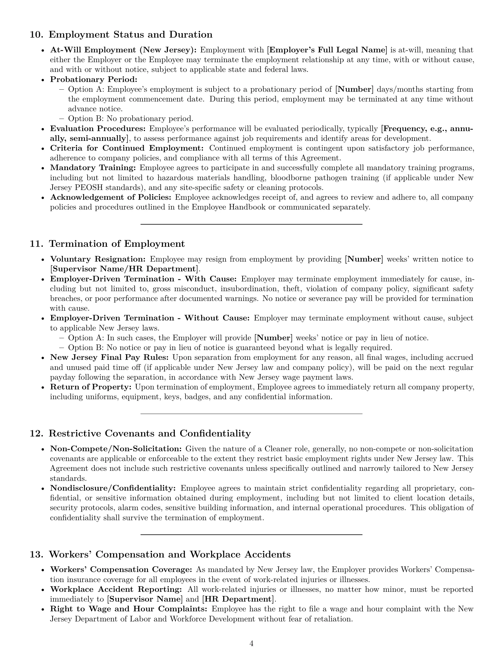 Preview page 4 of Pro New Jersey cleaner employment contract template