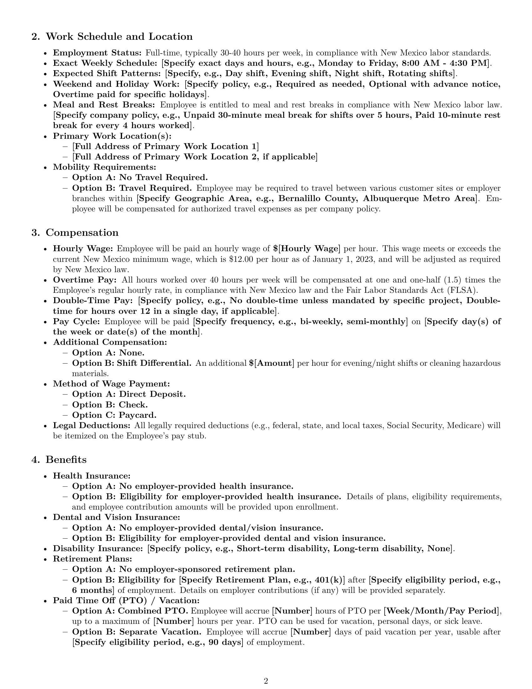 Preview page 2 of Pro New Mexico cleaner employment contract template