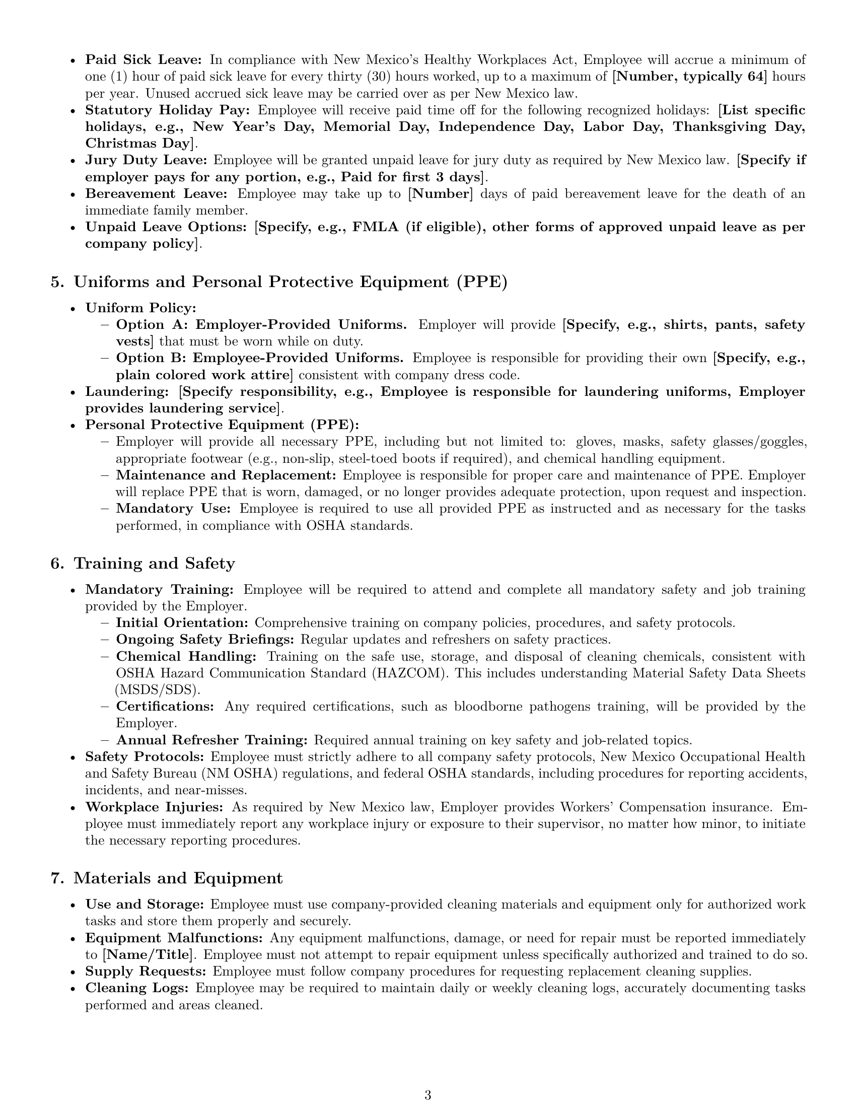 Preview page 3 of Pro New Mexico cleaner employment contract template