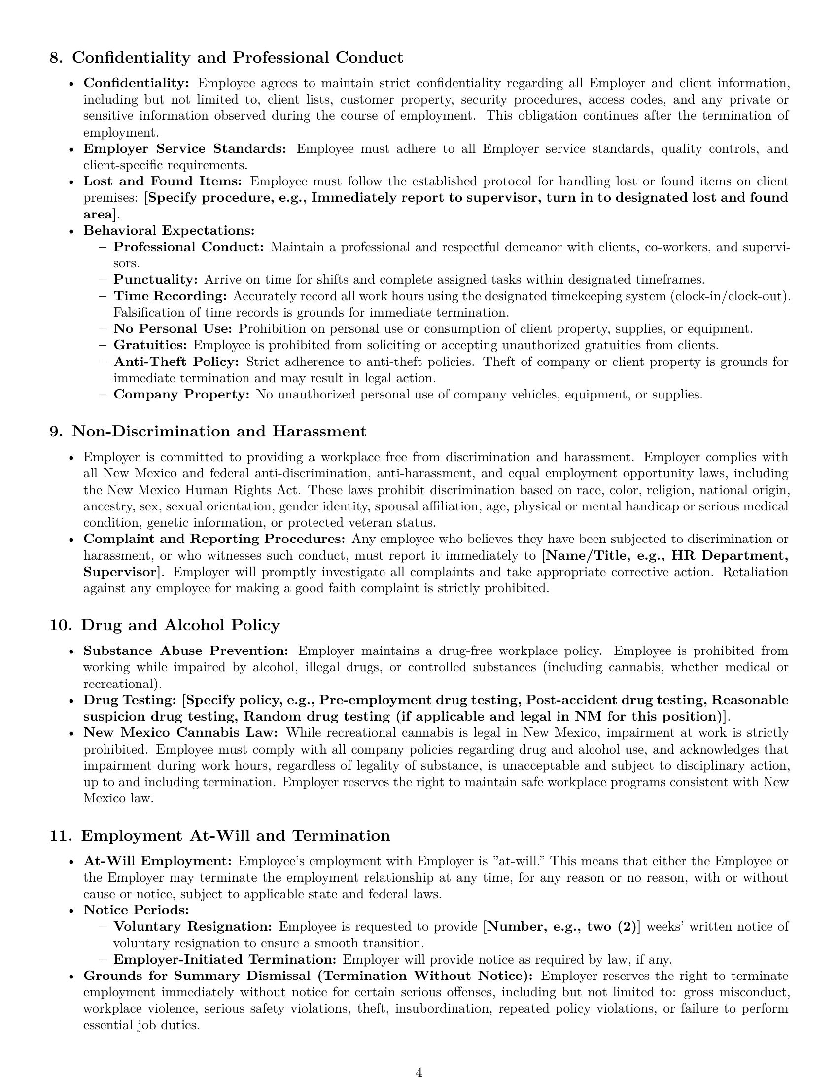 Preview page 4 of Pro New Mexico cleaner employment contract template