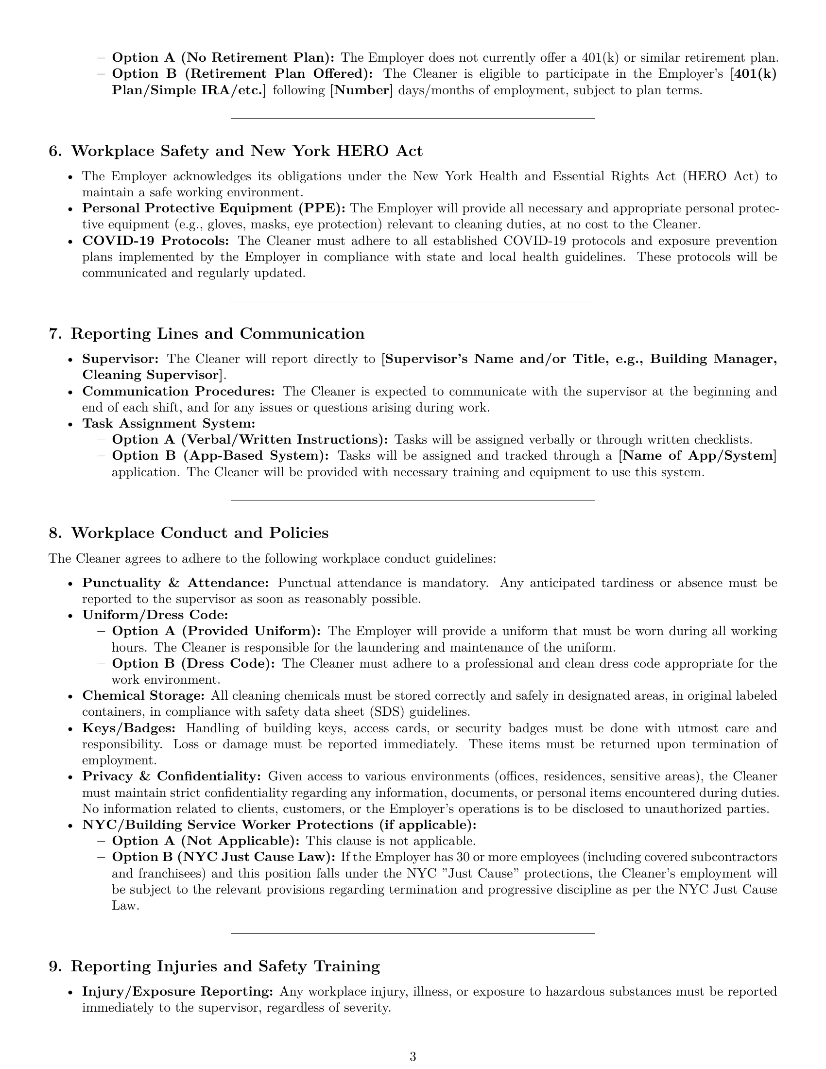 Preview page 3 of Pro New York cleaner employment contract template