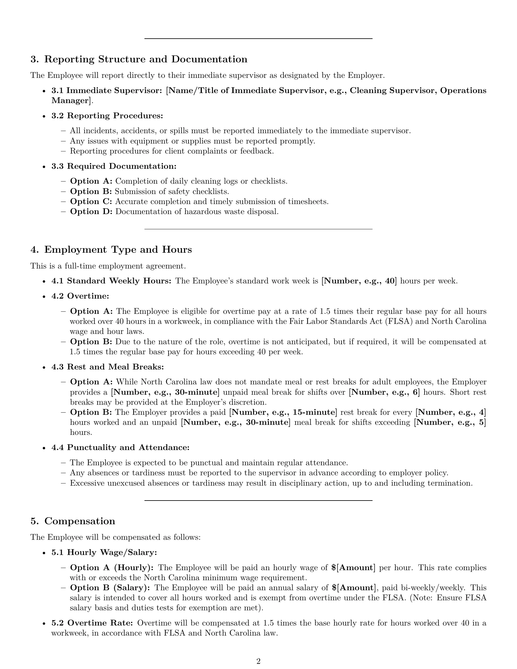 Preview page 2 of Pro North Carolina cleaner employment contract template