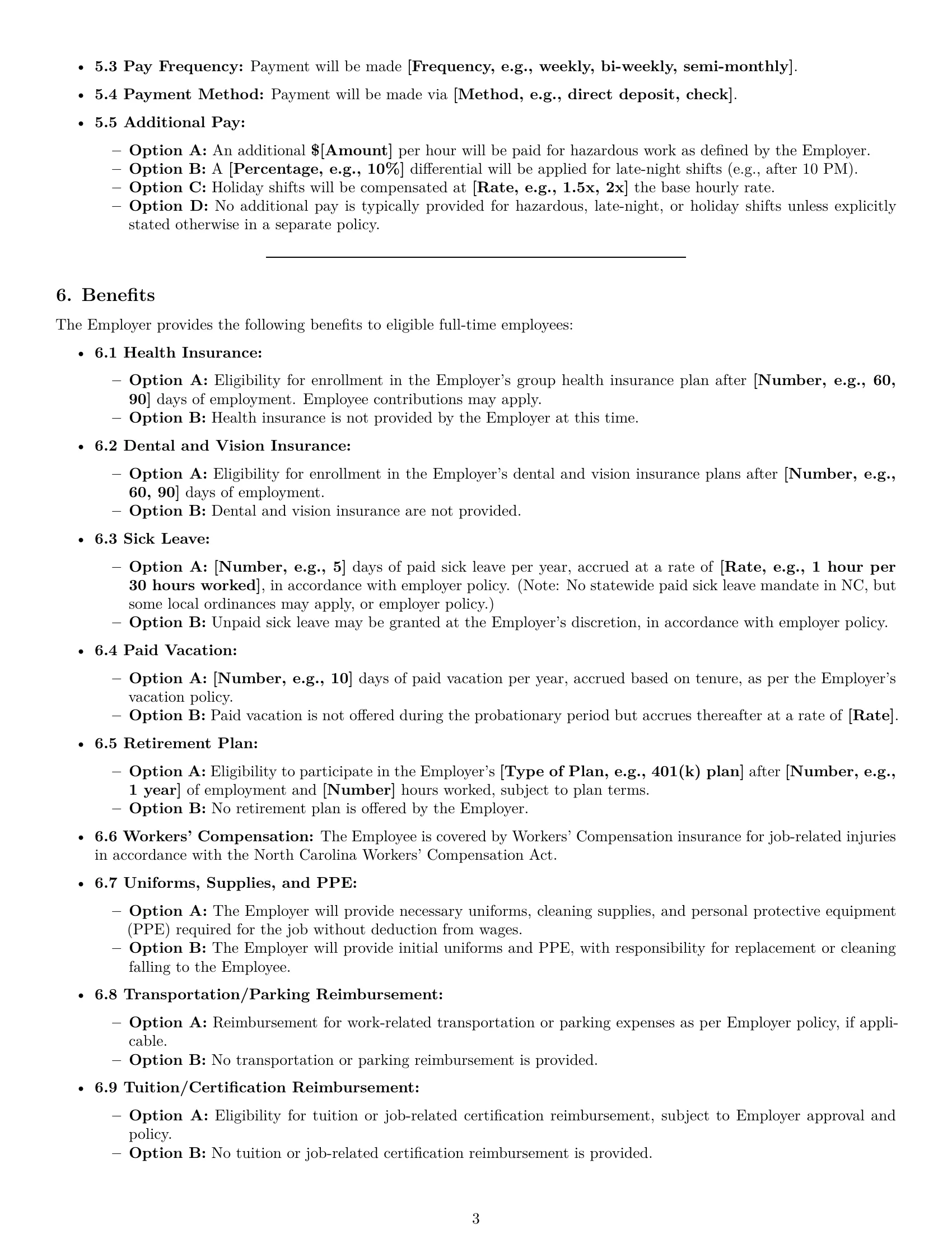 Preview page 3 of Pro North Carolina cleaner employment contract template
