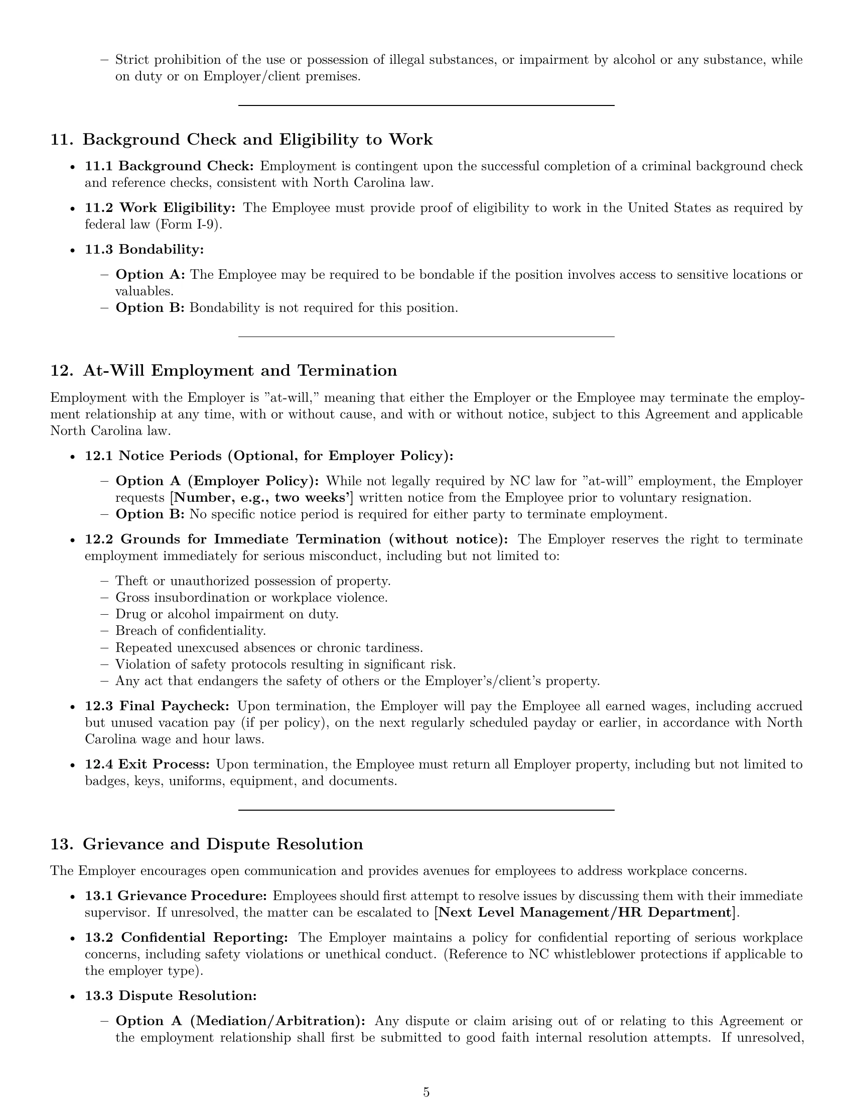 Preview page 5 of Pro North Carolina cleaner employment contract template