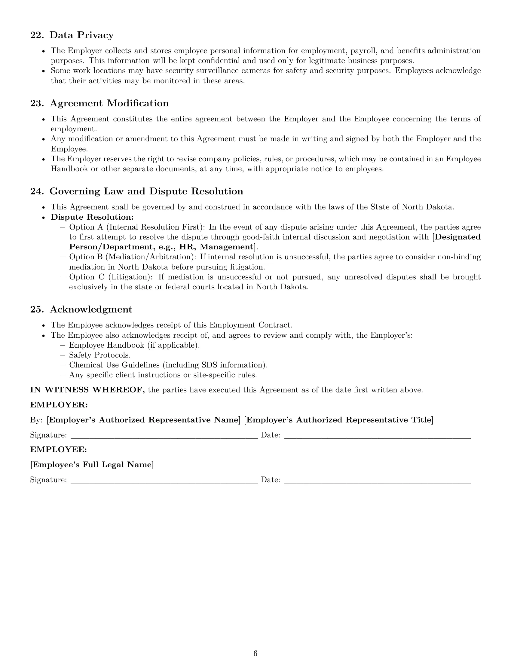 Preview page 6 of Pro North Dakota cleaner employment contract template