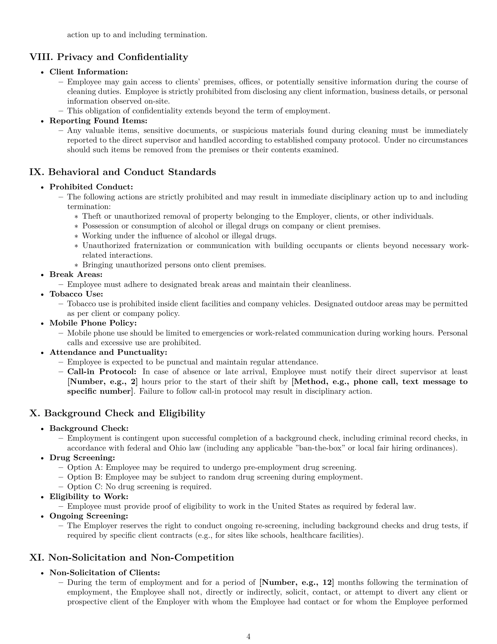 Preview page 4 of Pro Ohio cleaner employment contract template