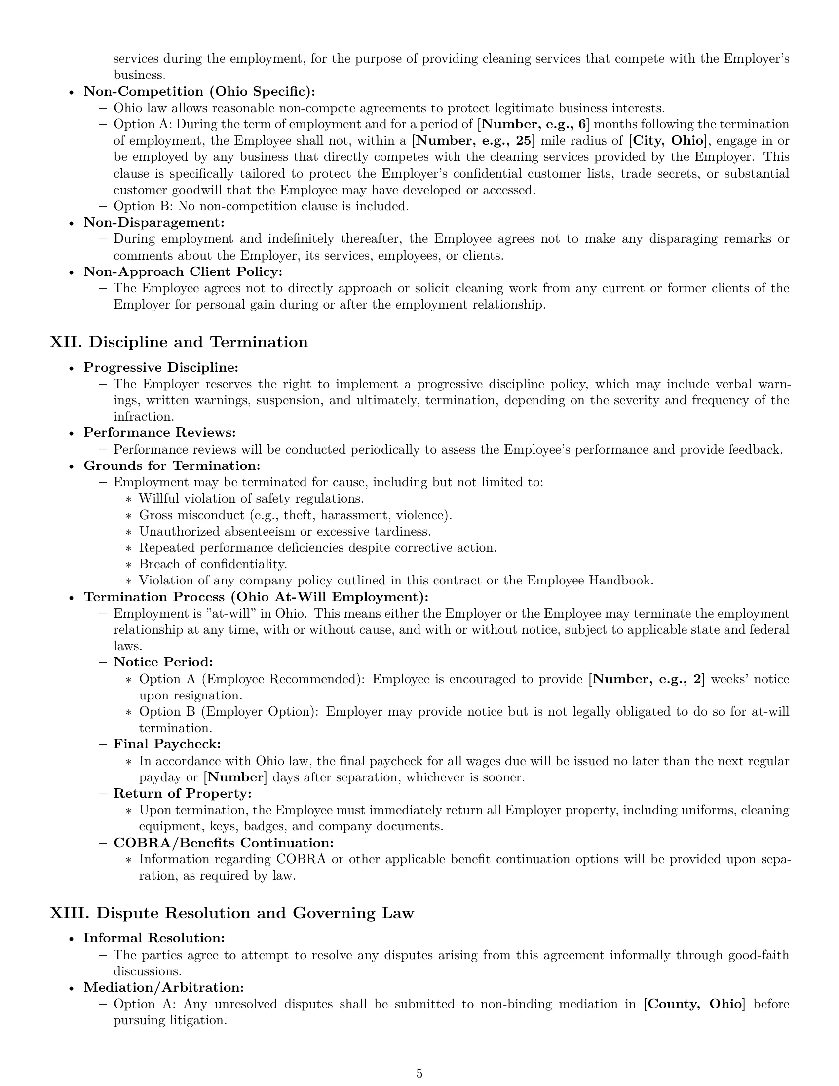 Preview page 5 of Pro Ohio cleaner employment contract template