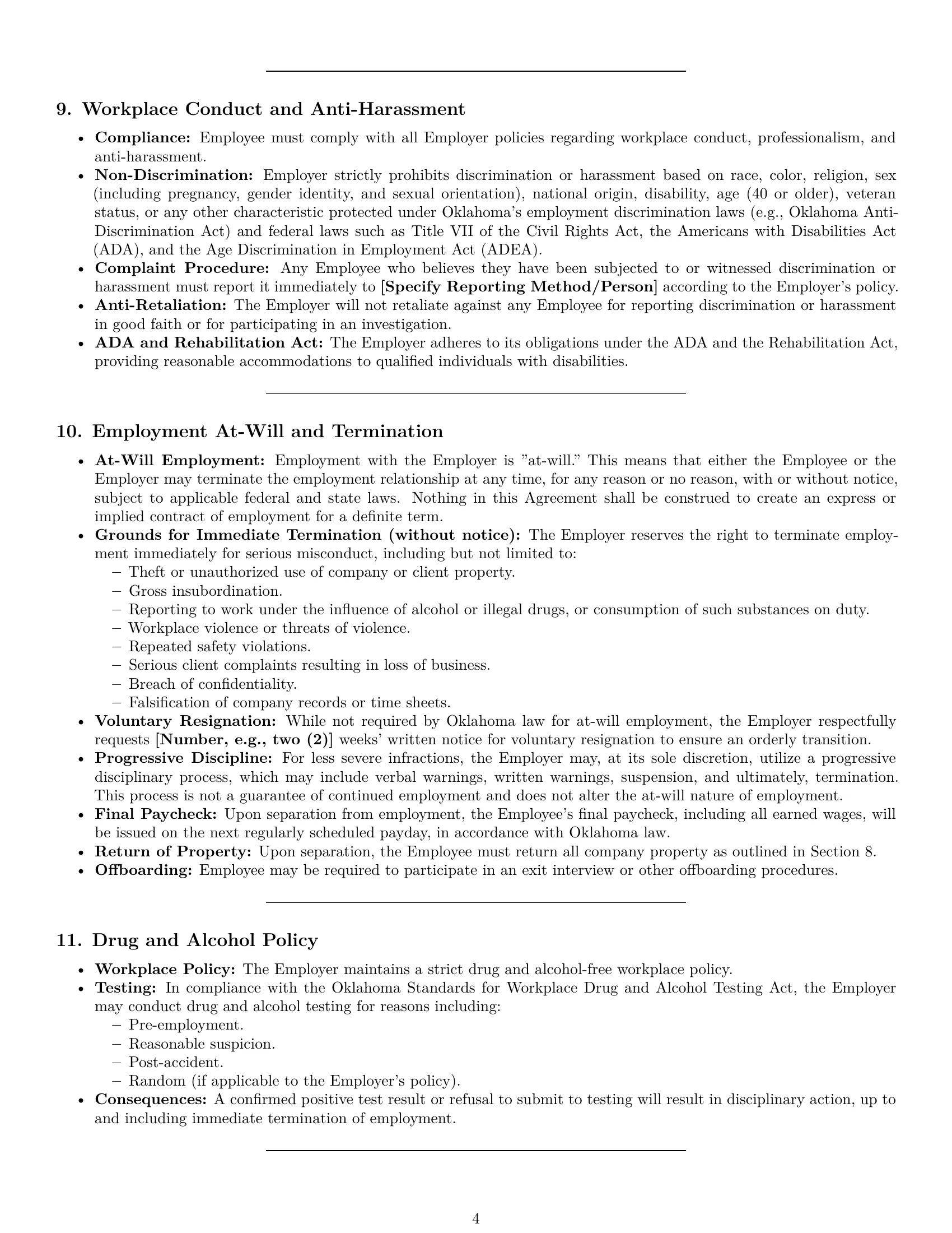 Preview page 4 of Pro Oklahoma cleaner employment contract template