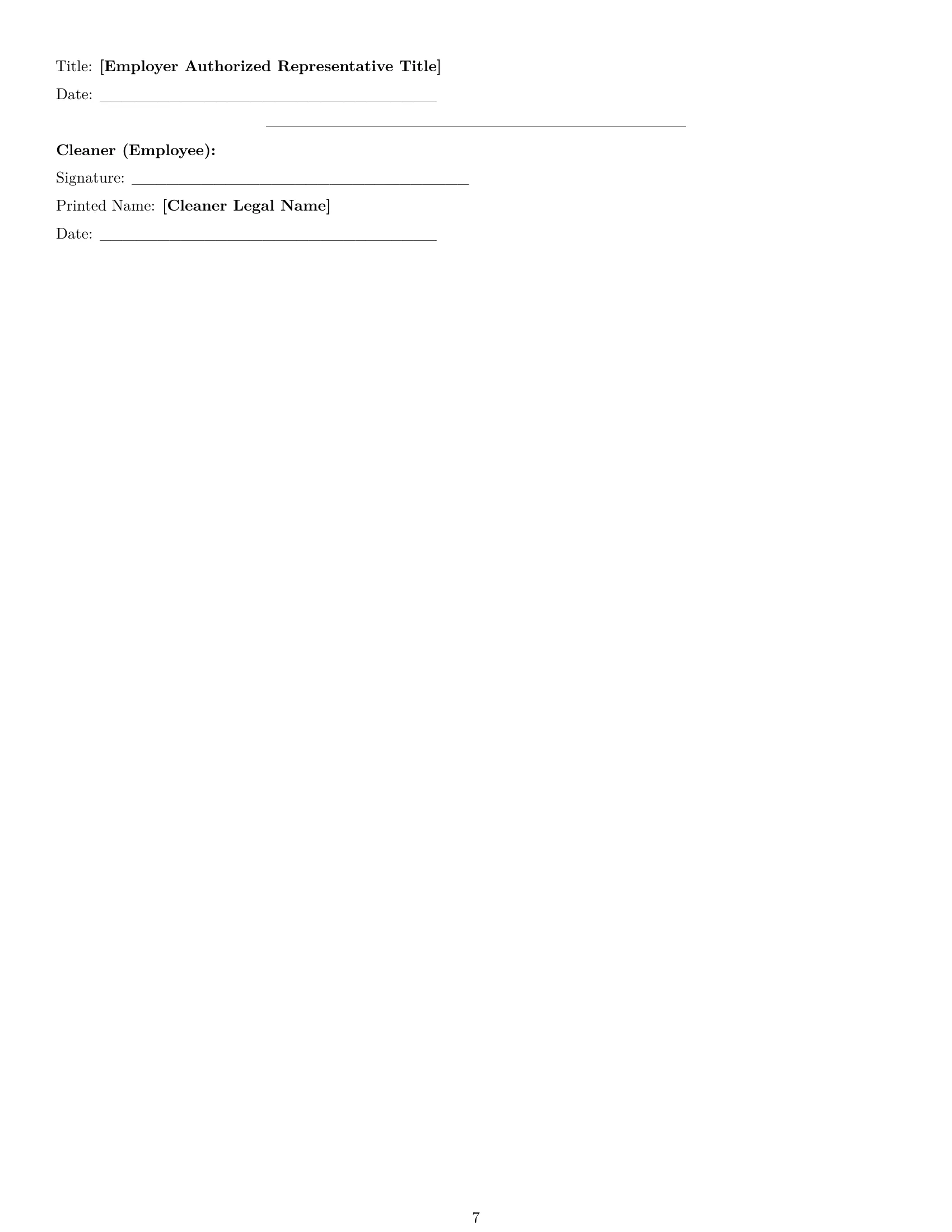 Preview page 7 of Pro Oklahoma cleaner employment contract template
