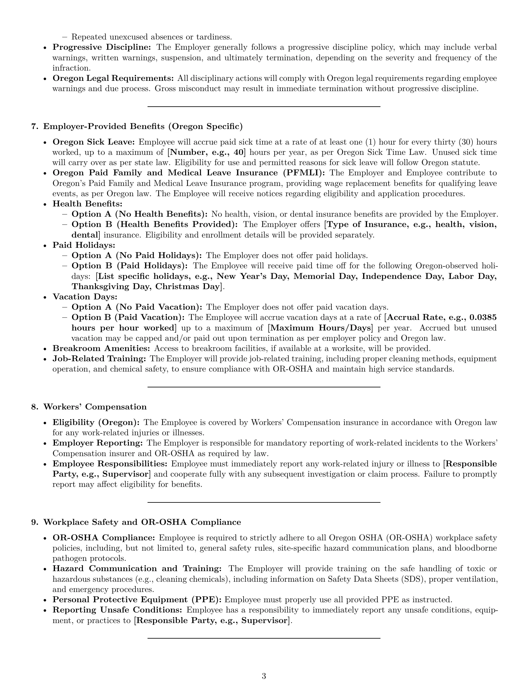 Preview page 3 of Pro Oregon cleaner employment contract template