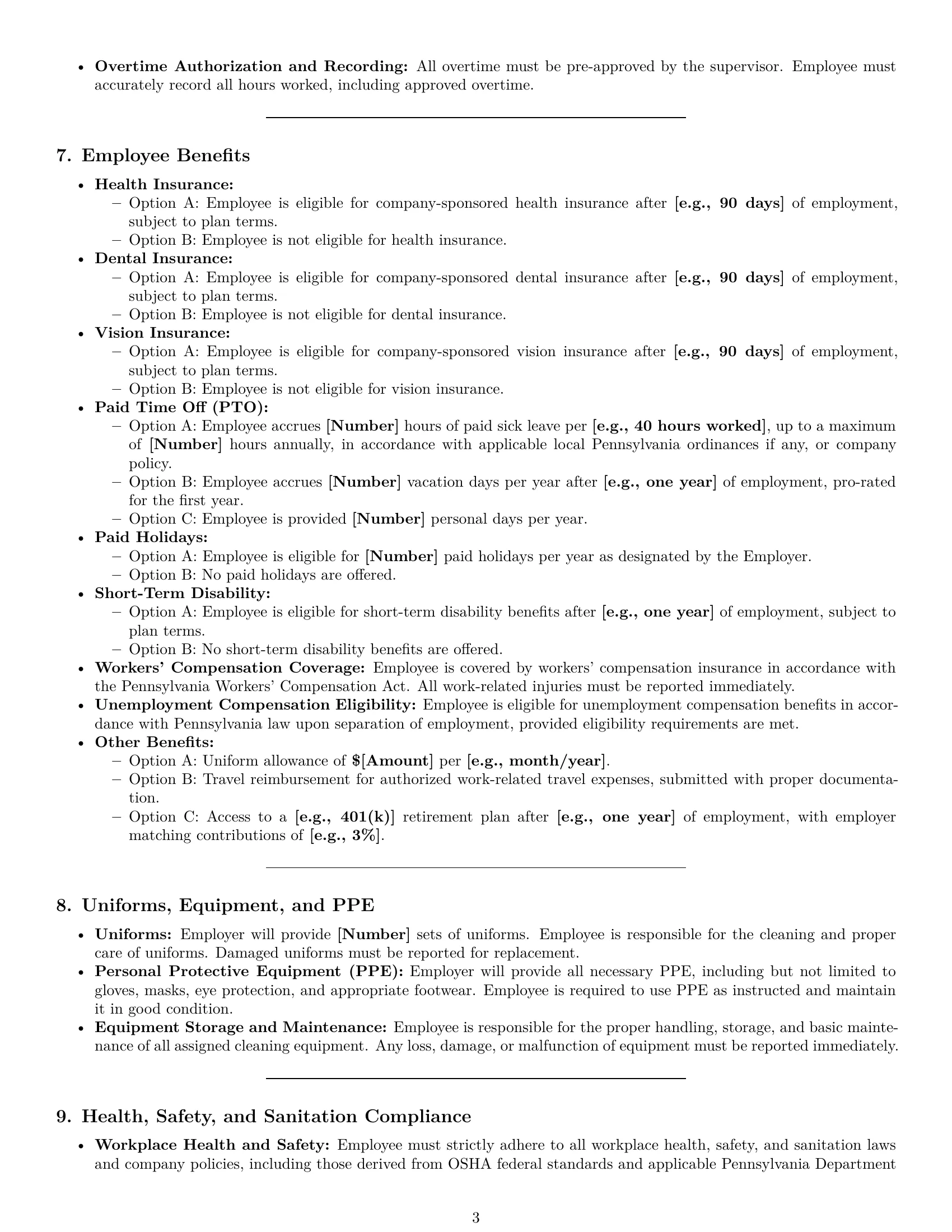 Preview page 3 of Pro Pennsylvania cleaner employment contract template