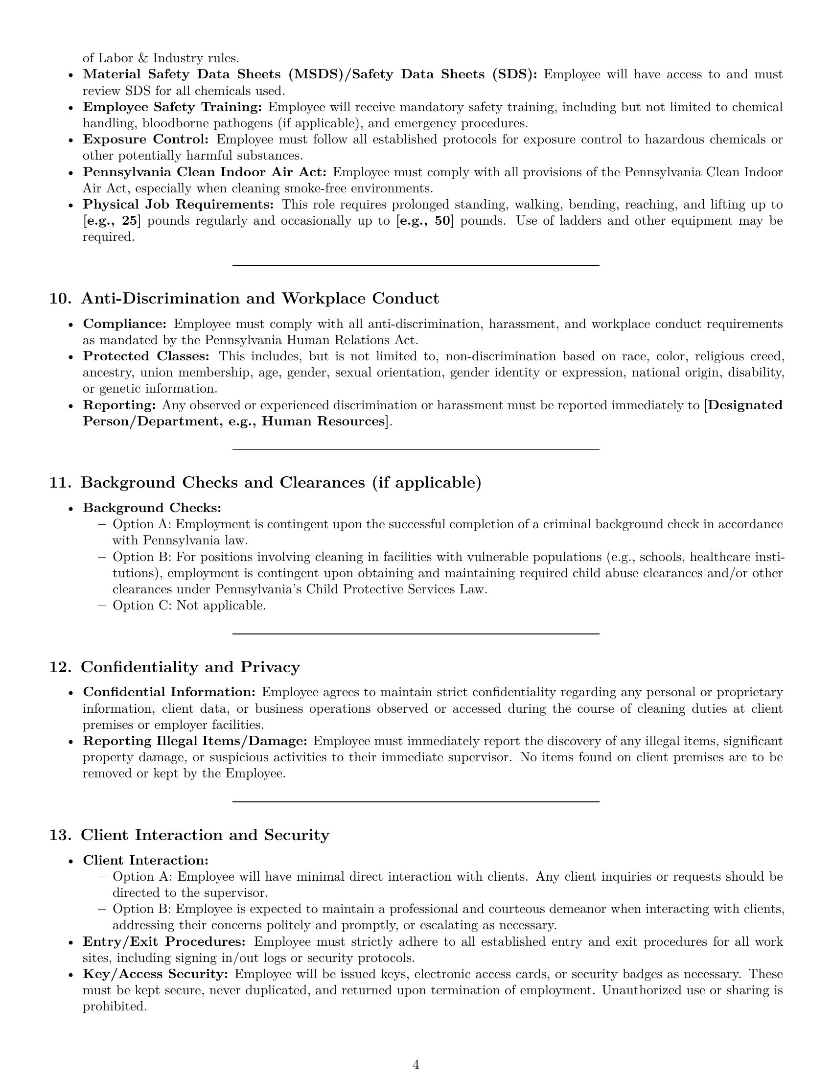 Preview page 4 of Pro Pennsylvania cleaner employment contract template