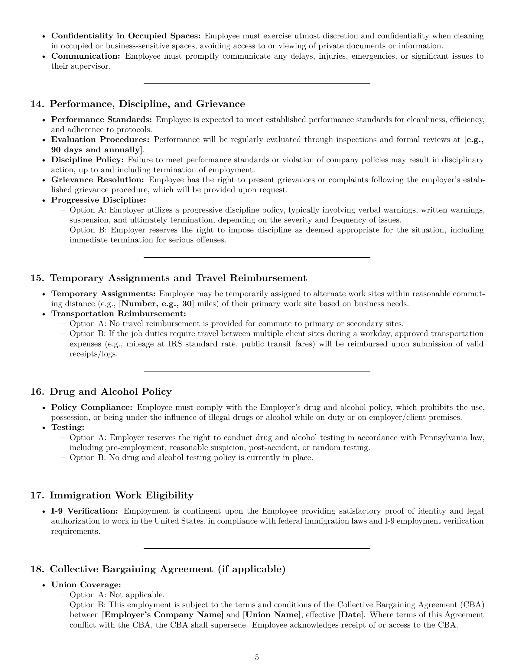 Preview page 5 of Pro Pennsylvania cleaner employment contract template