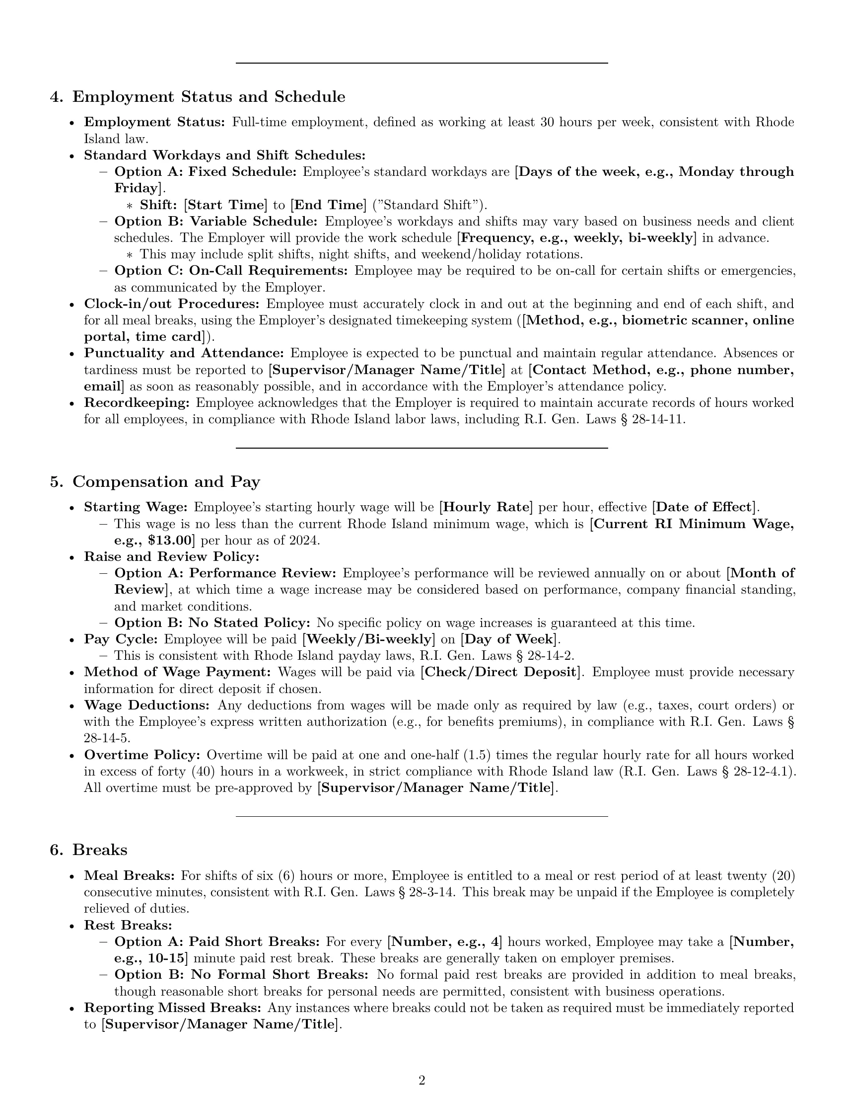Preview page 2 of Pro Rhode Island cleaner employment contract template