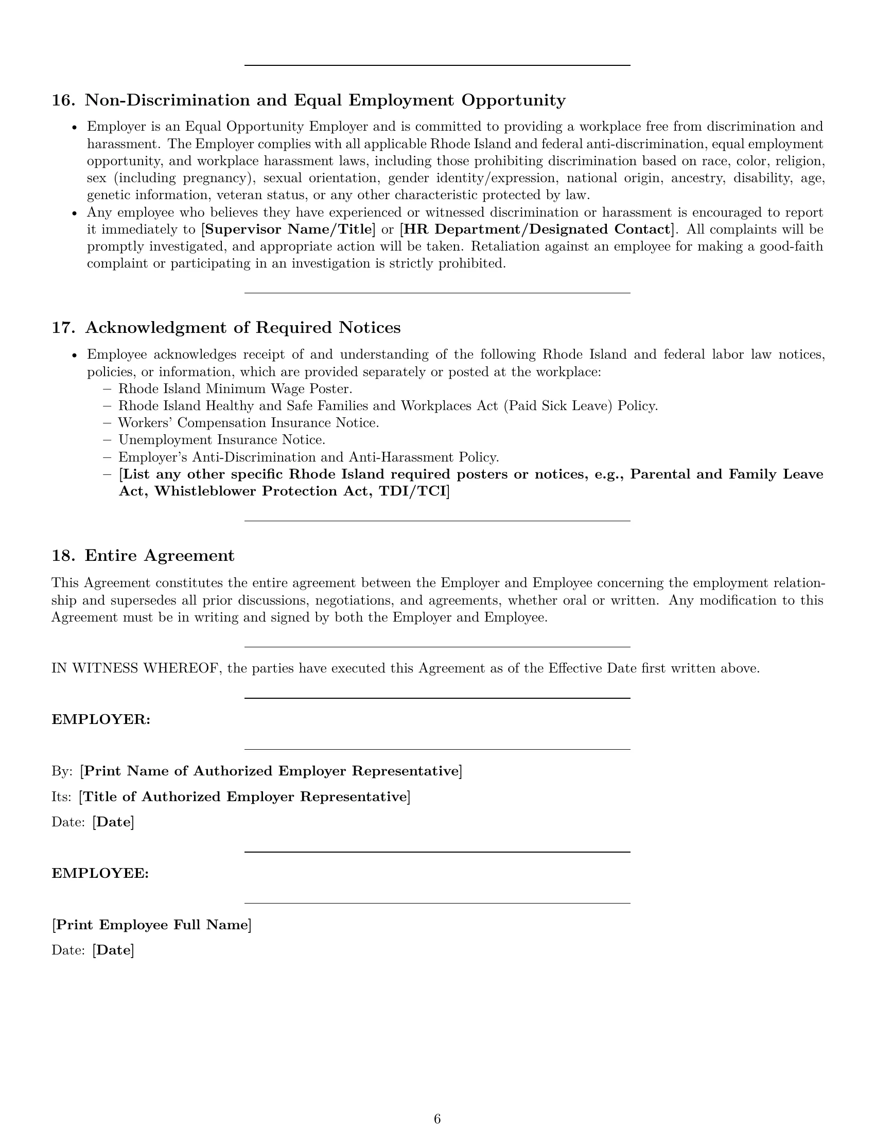 Preview page 6 of Pro Rhode Island cleaner employment contract template