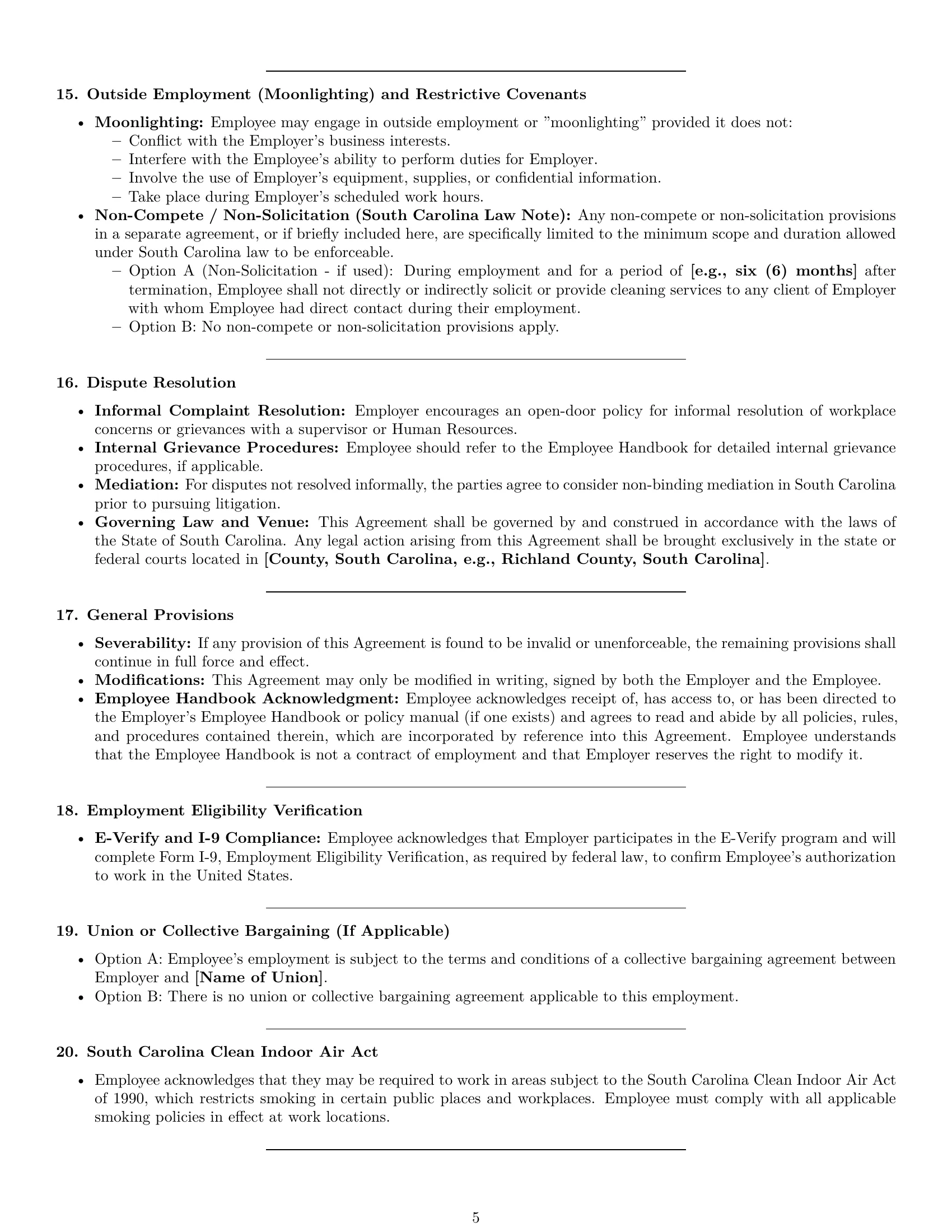 Preview page 5 of Pro South Carolina cleaner employment contract template