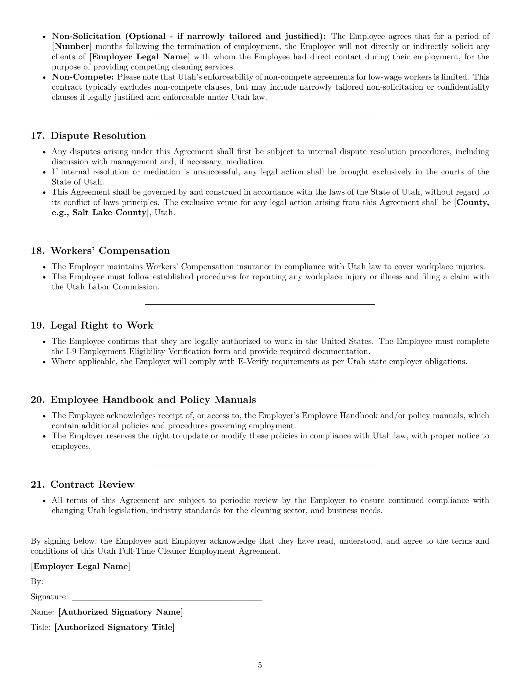 Preview page 5 of Pro Utah cleaner employment contract template
