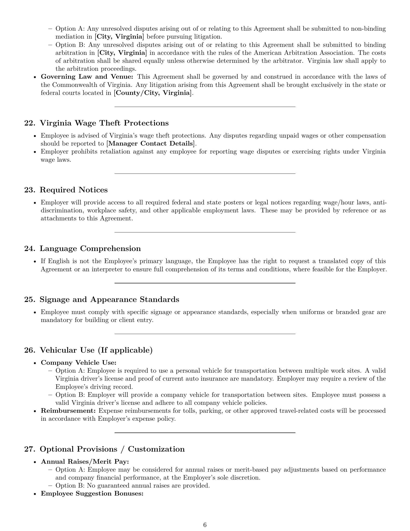 Preview page 6 of Pro Virginia cleaner employment contract template