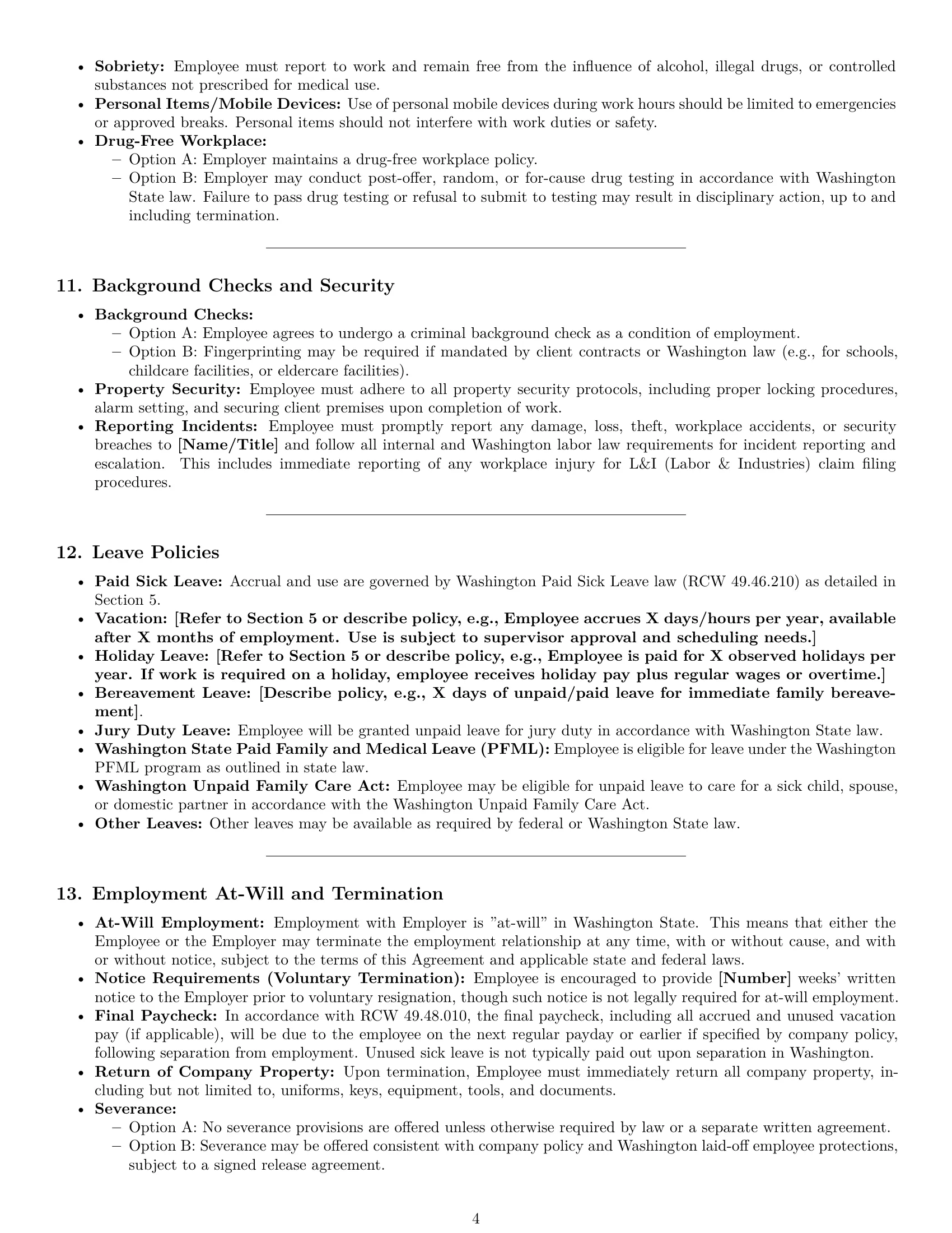 Preview page 4 of Pro Washington cleaner employment contract template