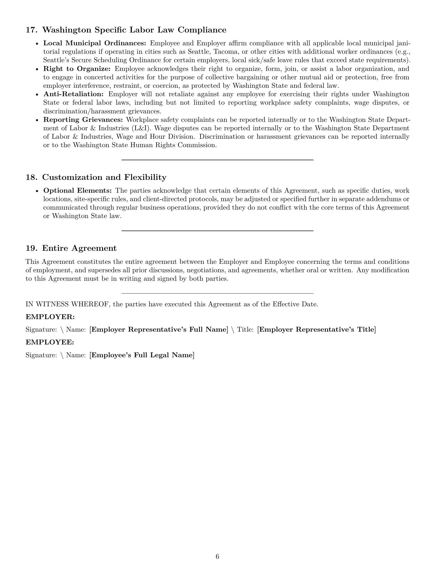 Preview page 6 of Pro Washington cleaner employment contract template