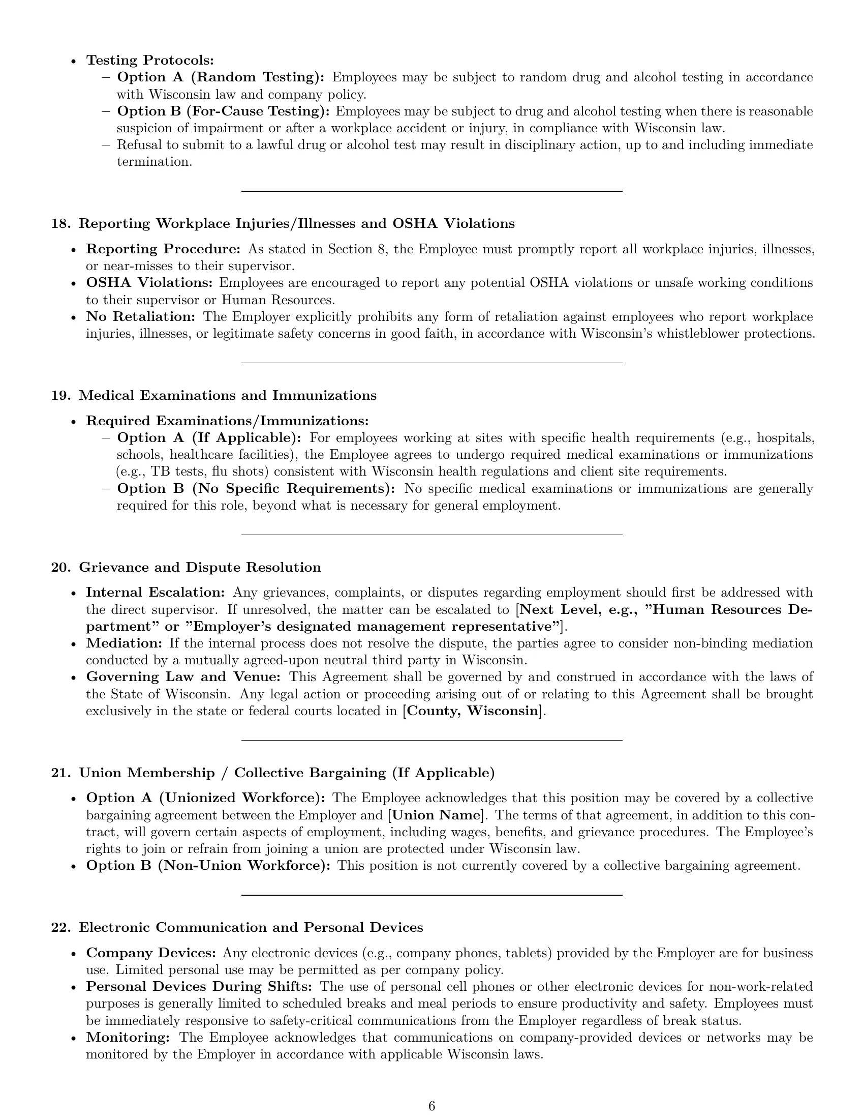 Preview page 6 of Pro Wisconsin cleaner employment contract template